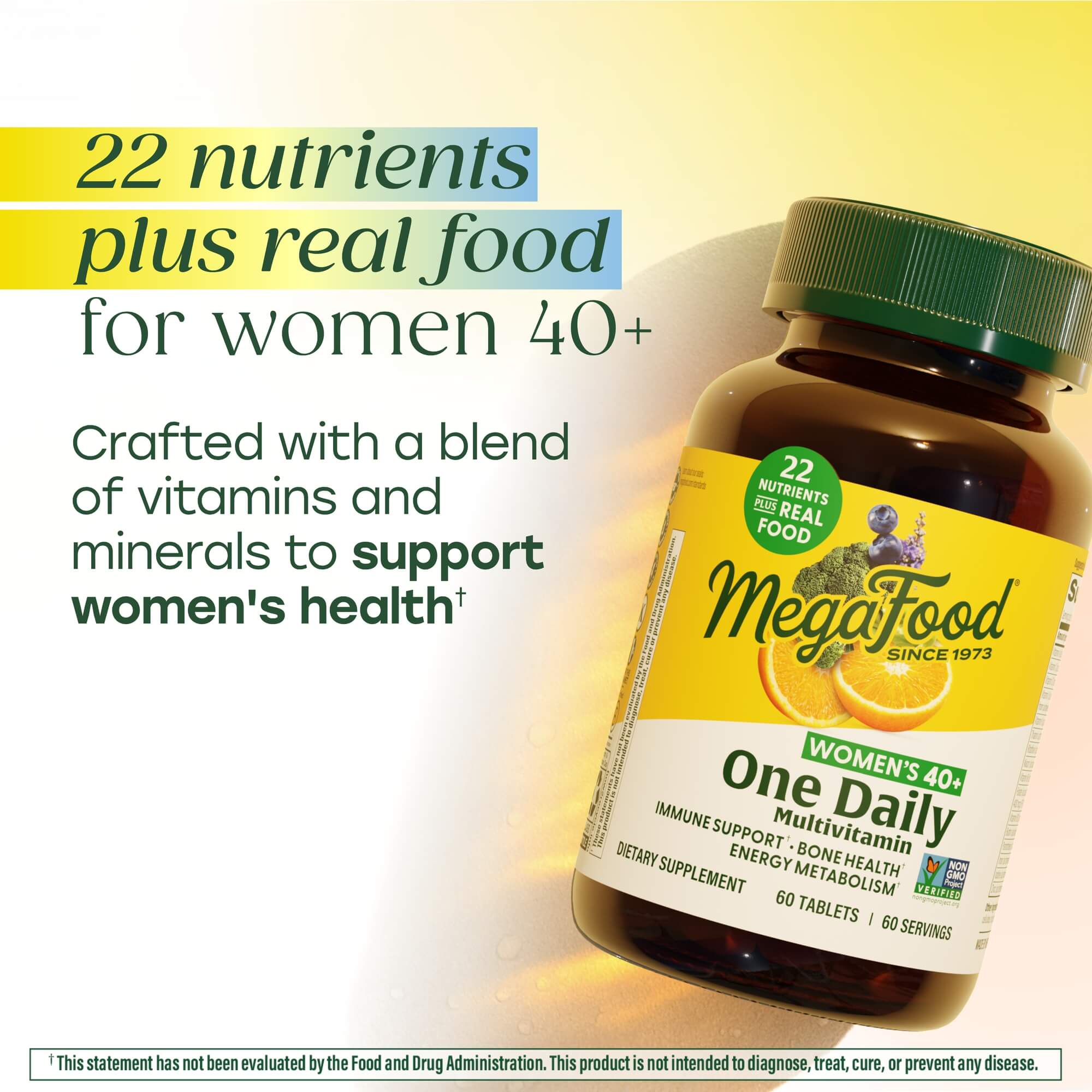 Women's 40+ One Daily has 22 nutrients plus real food