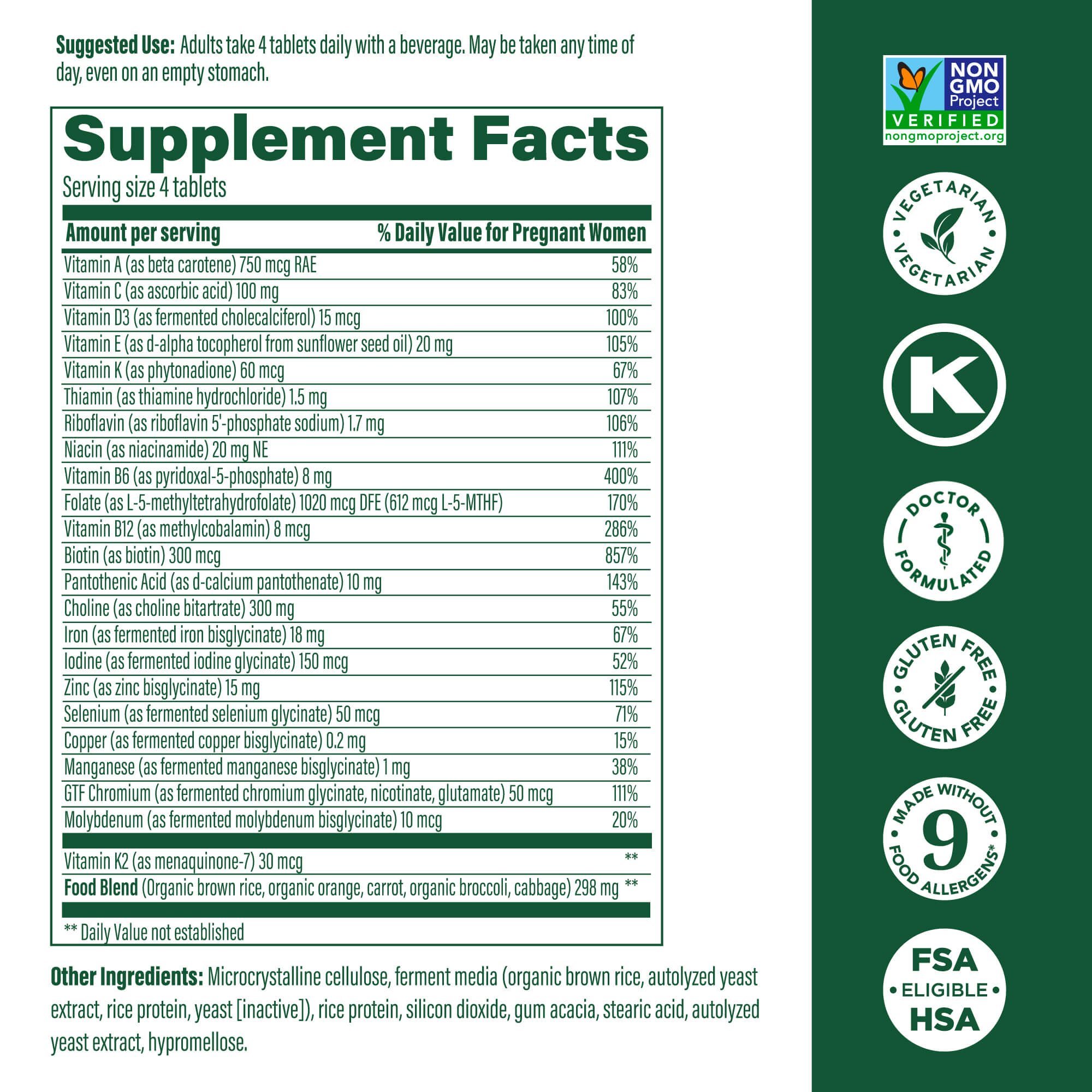 Baby & Me 2 Mini Prenatal Multi Supplement Facts