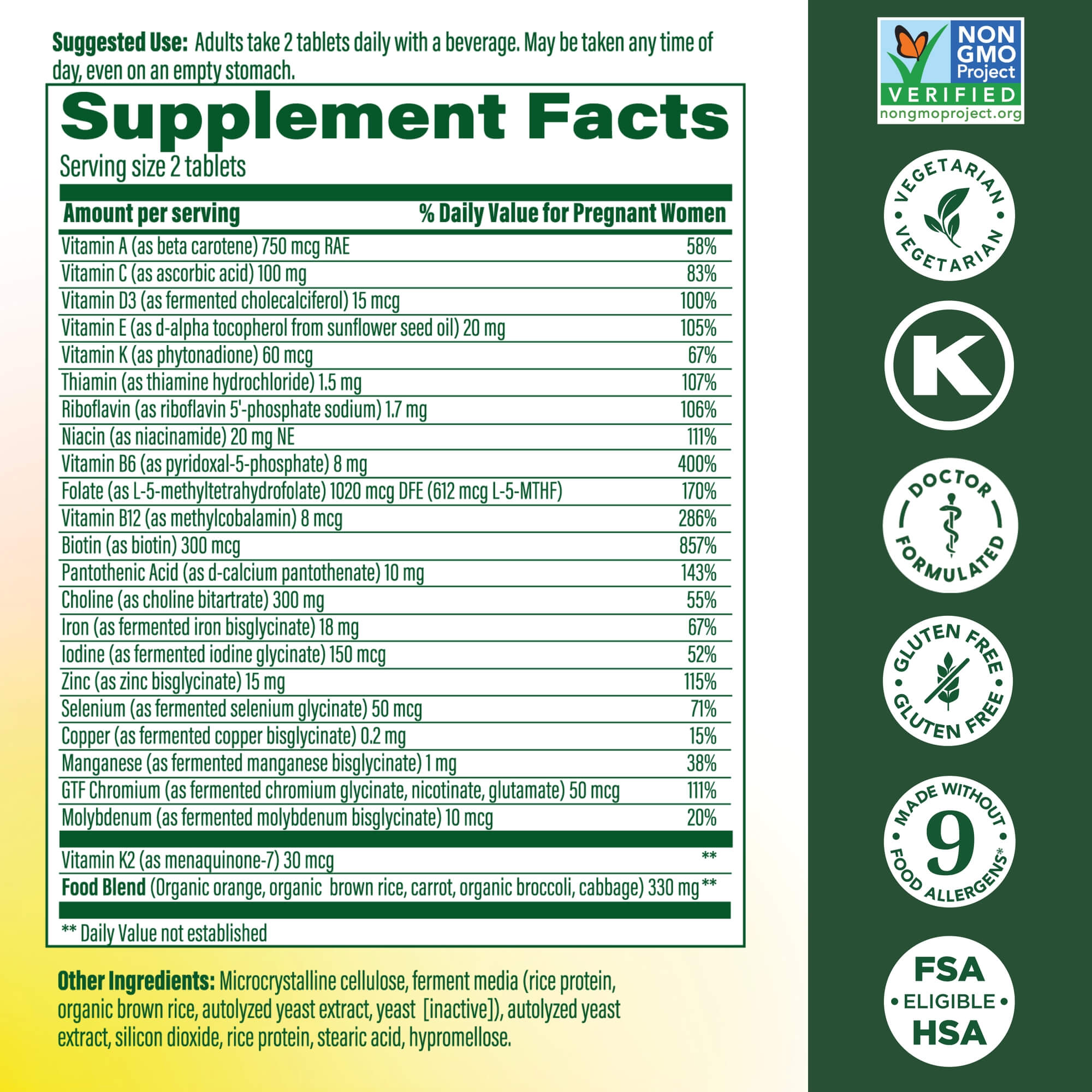 Baby Me 2 Prenatal Supplement Facts