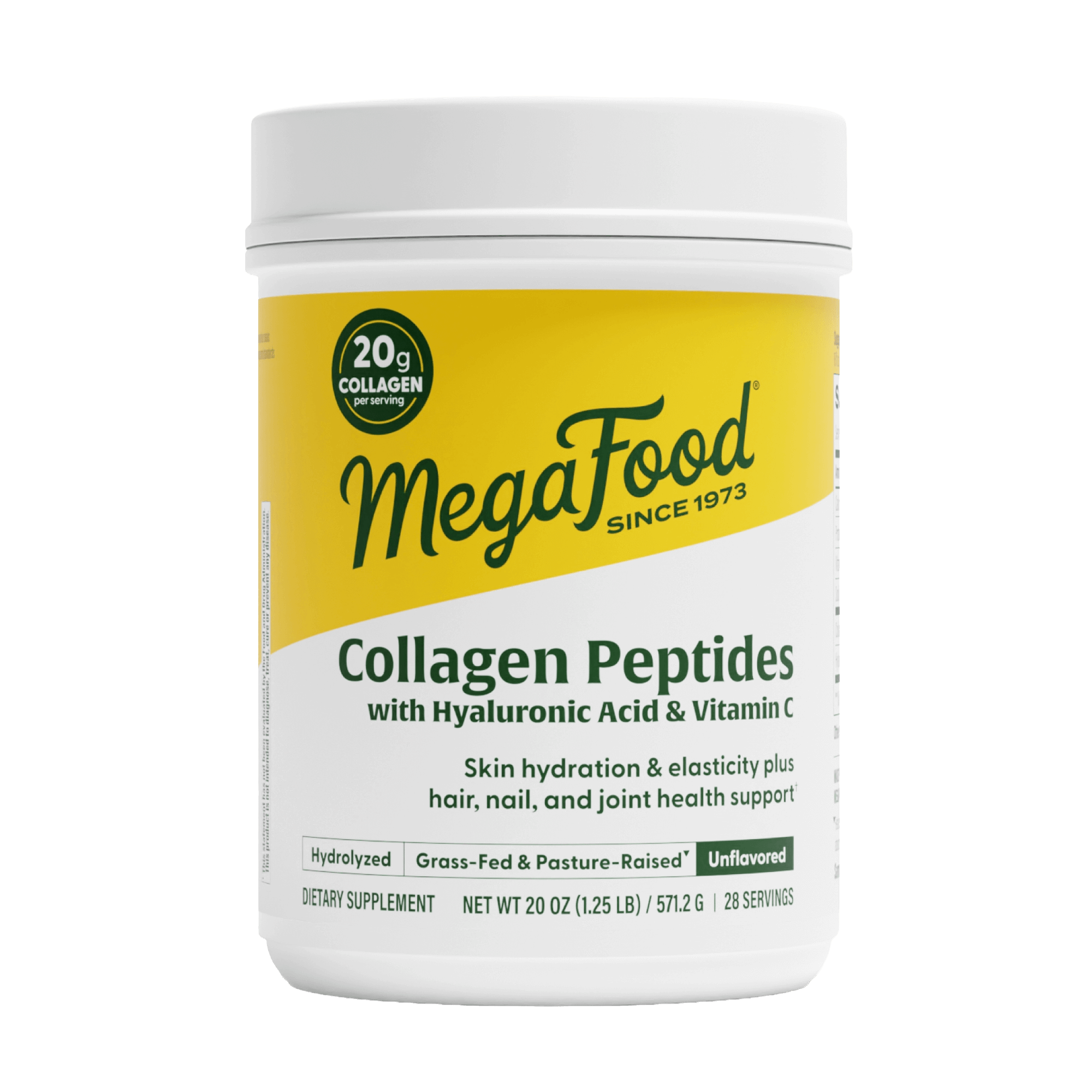 MegaFood collagen peptides container on a white background