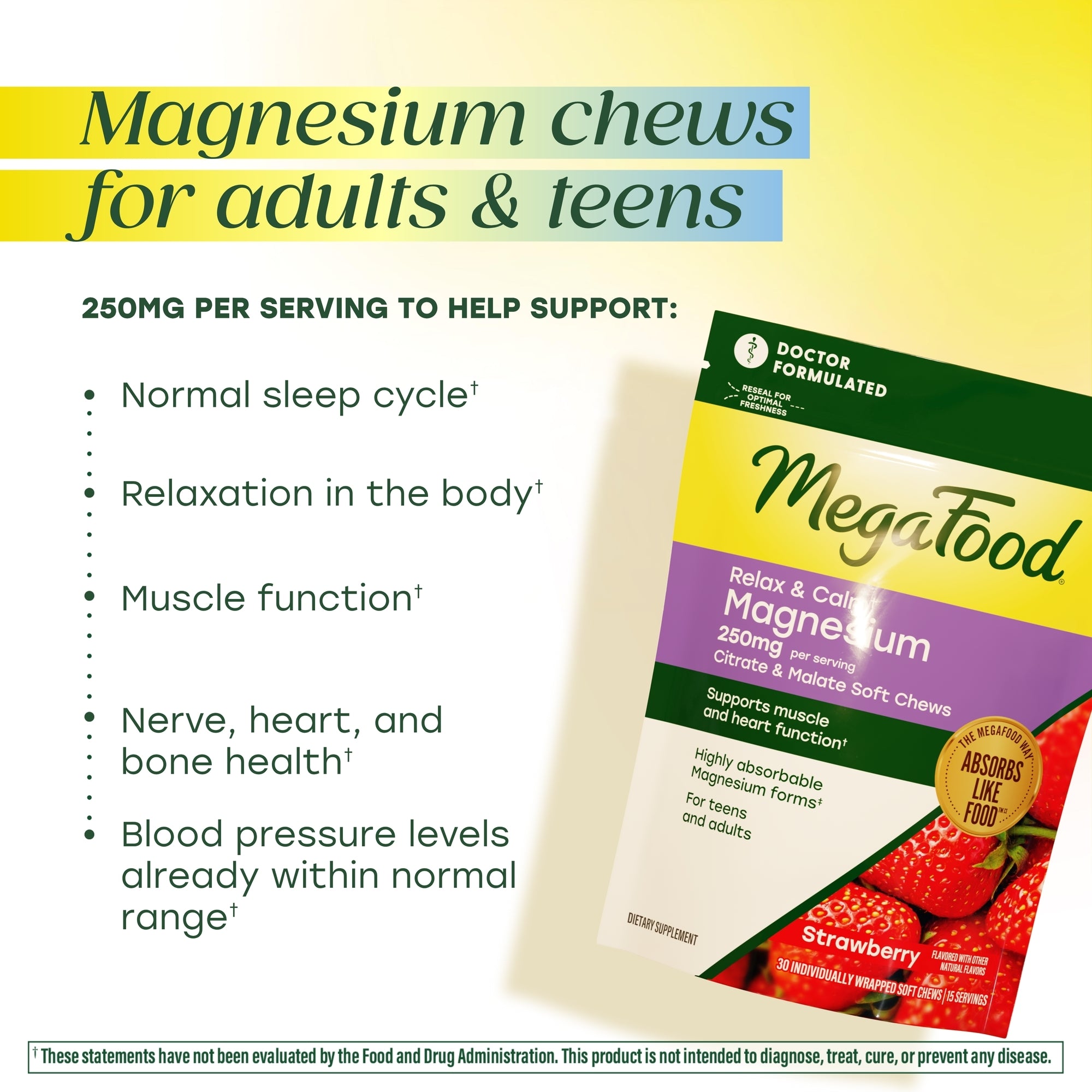 Relax + Calm† Magnesium Soft Chews - Strawberry