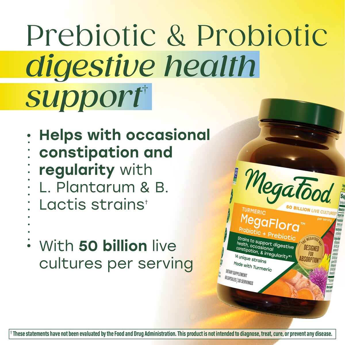 MegaFlora® Probiotic + Prebiotic with Turmeric