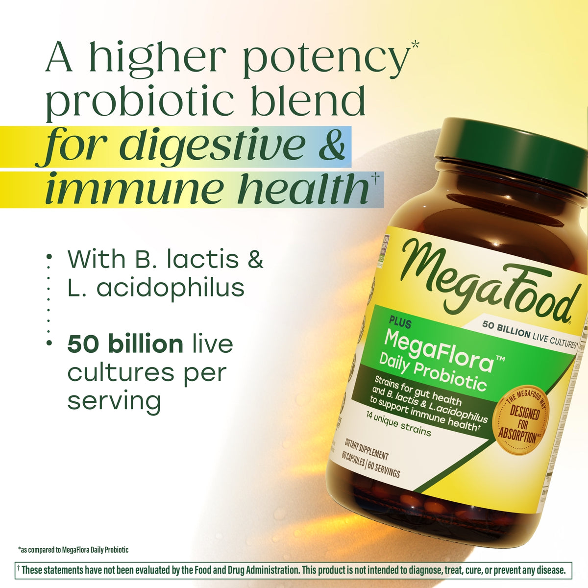 MegaFlora® Probiotic Plus - 14 Strains - 50 Billion live cultures