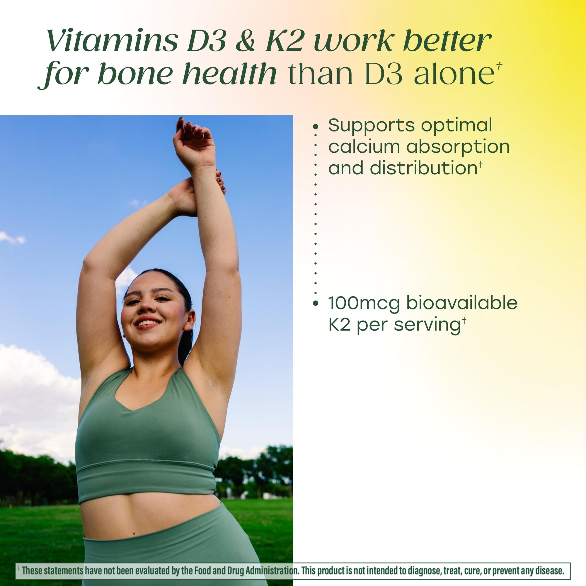 Vitamins D3 and K2 work better for bone health than D3 alone