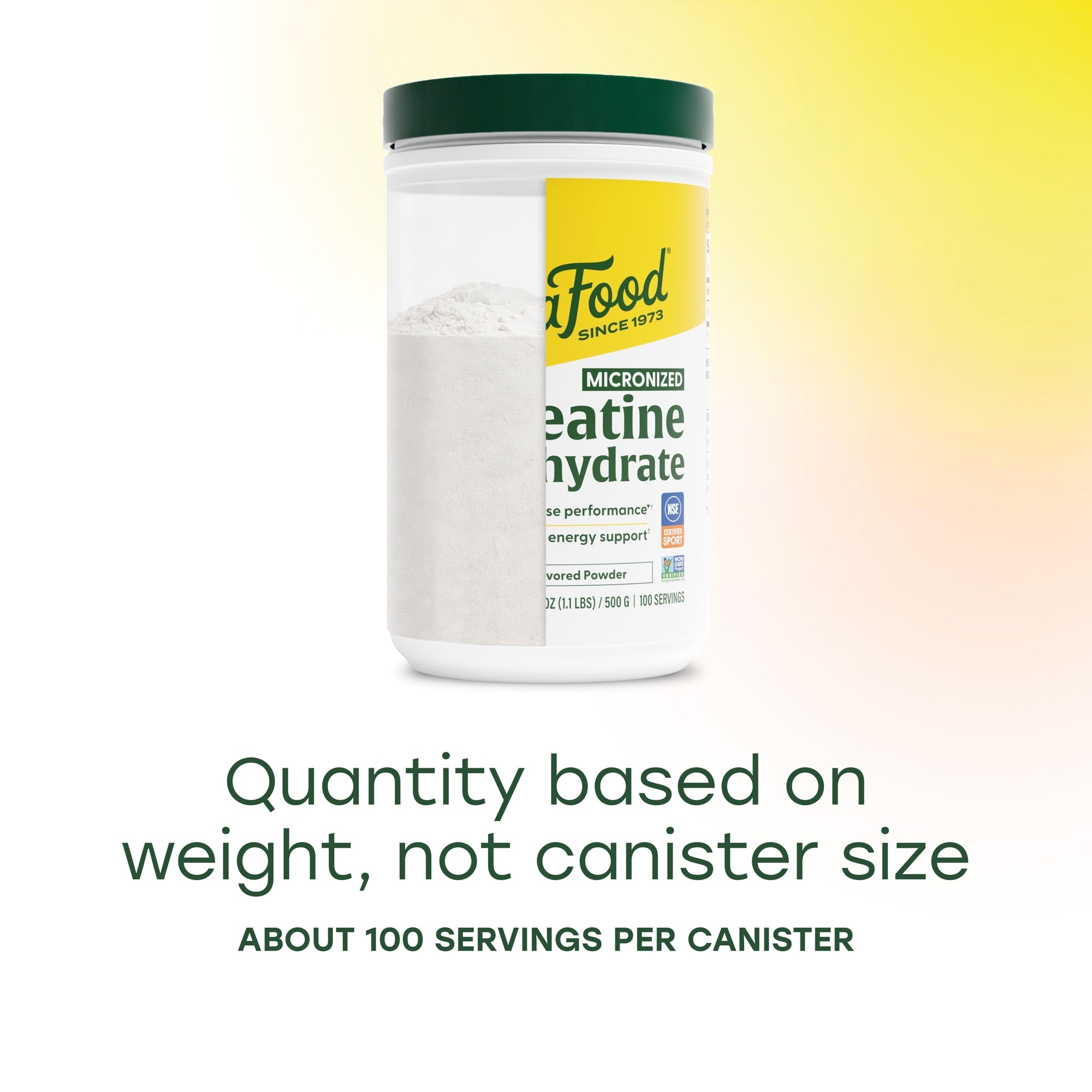 Quantity based on weight, not canister size