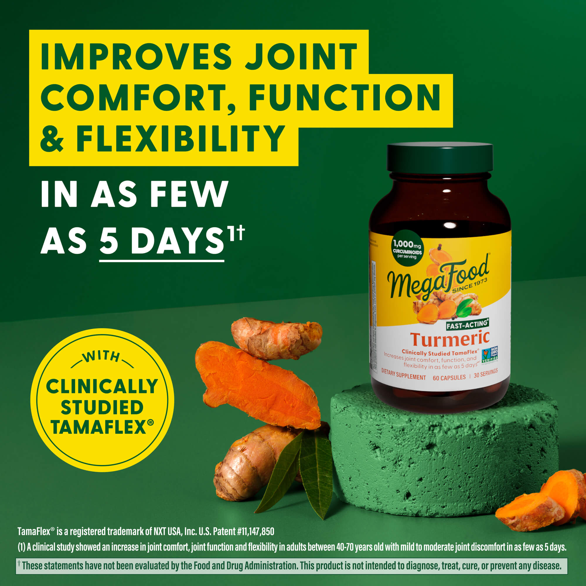Fast Acting Turmeric improves joint comfort, function & flexibility in as few as 5 days