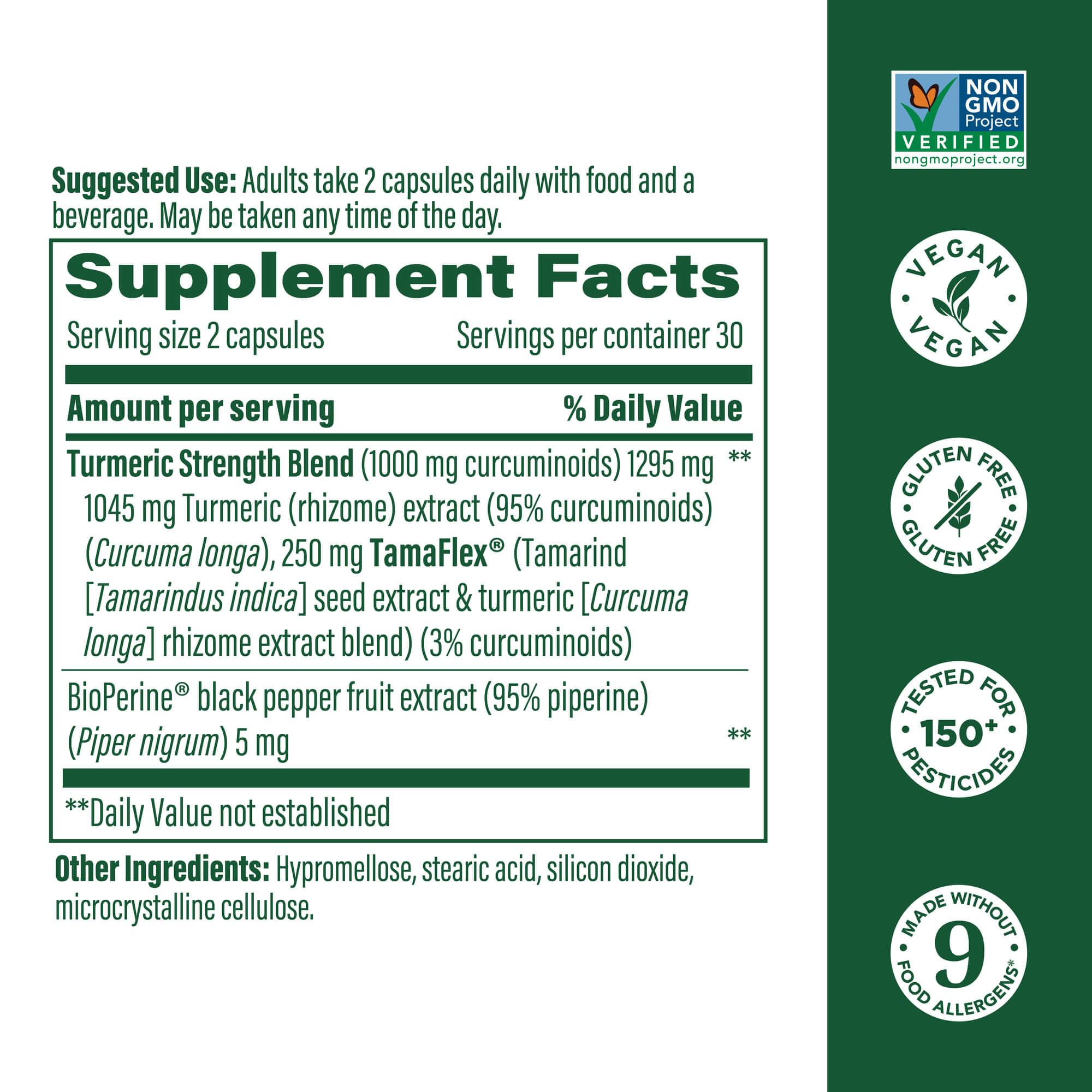 Fast Acting Turmeric Supplement Facts