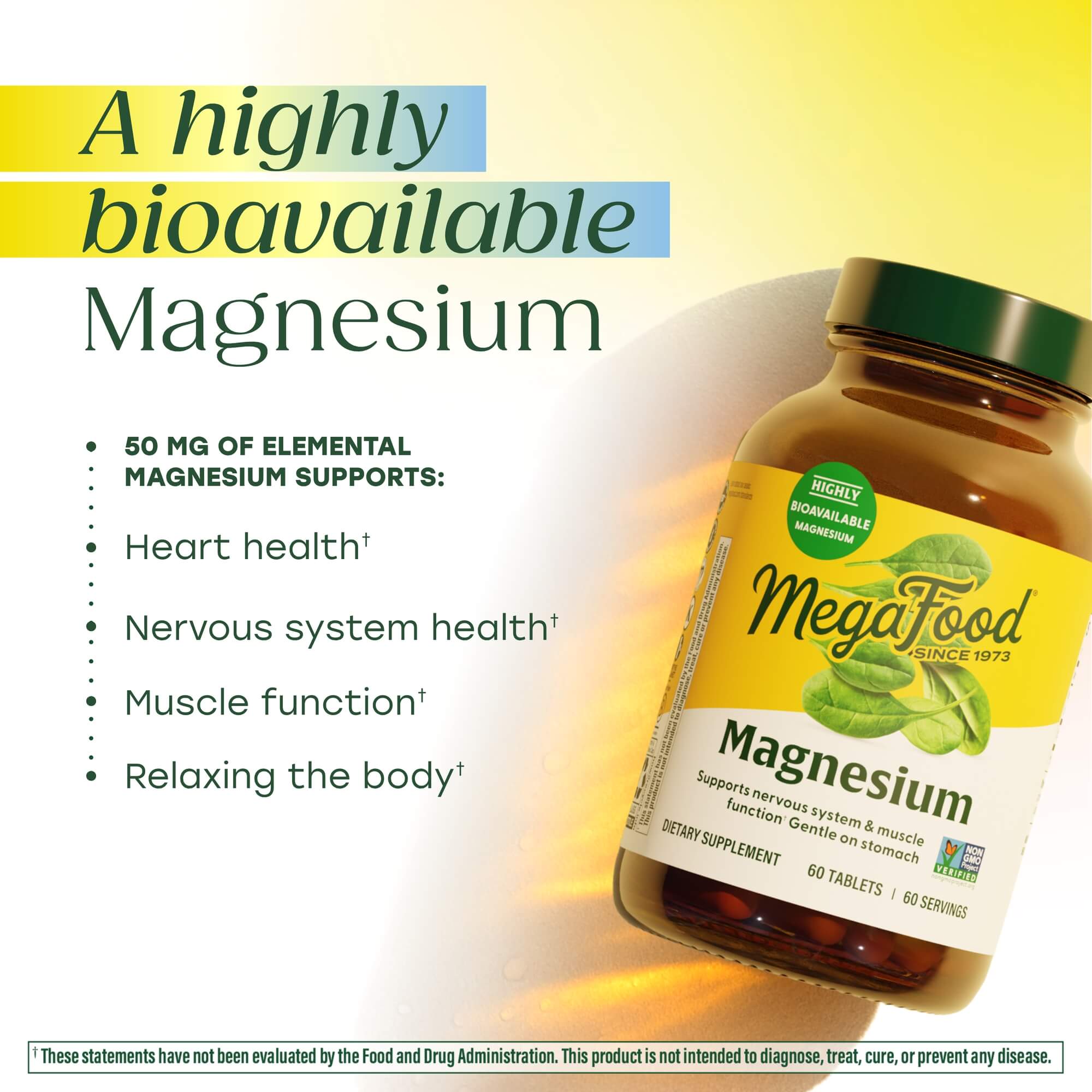 Highly bioavailable magnesium 50mg of elemental magnesium