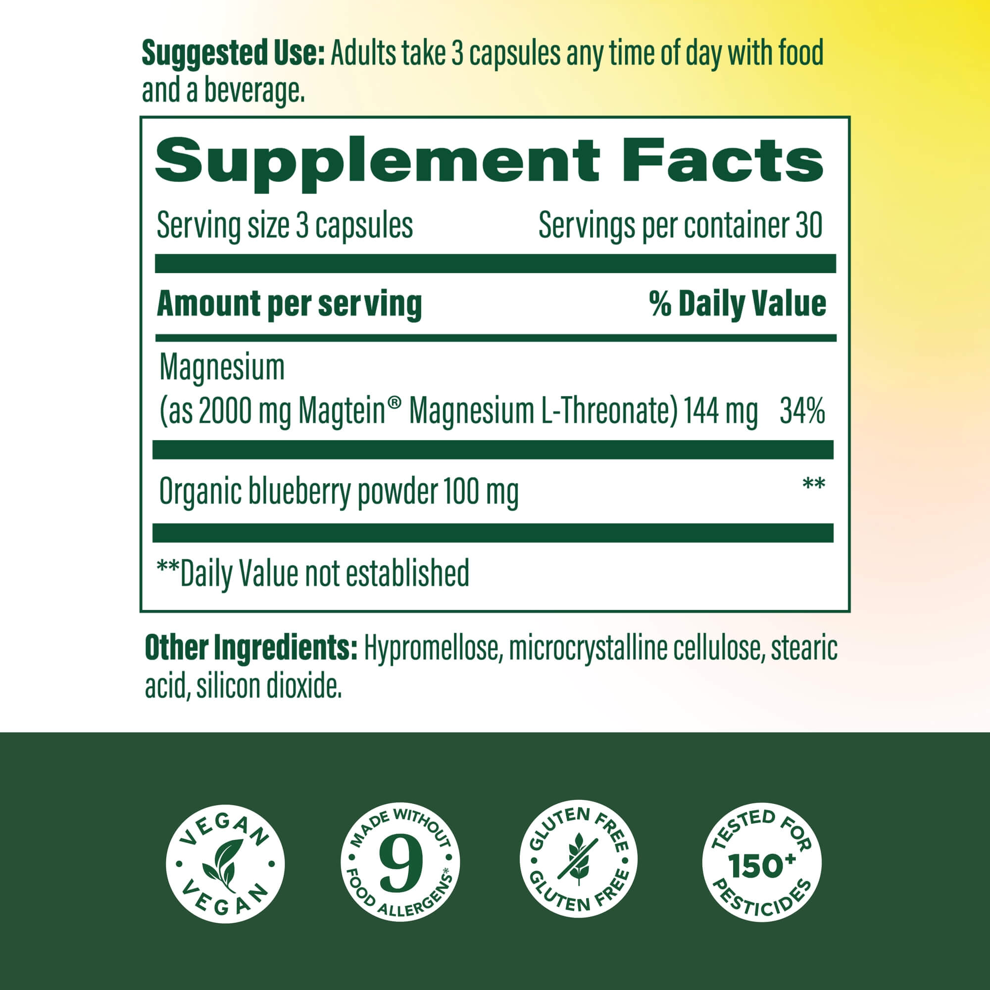 Magnesium L-Threonate Supplement Facts