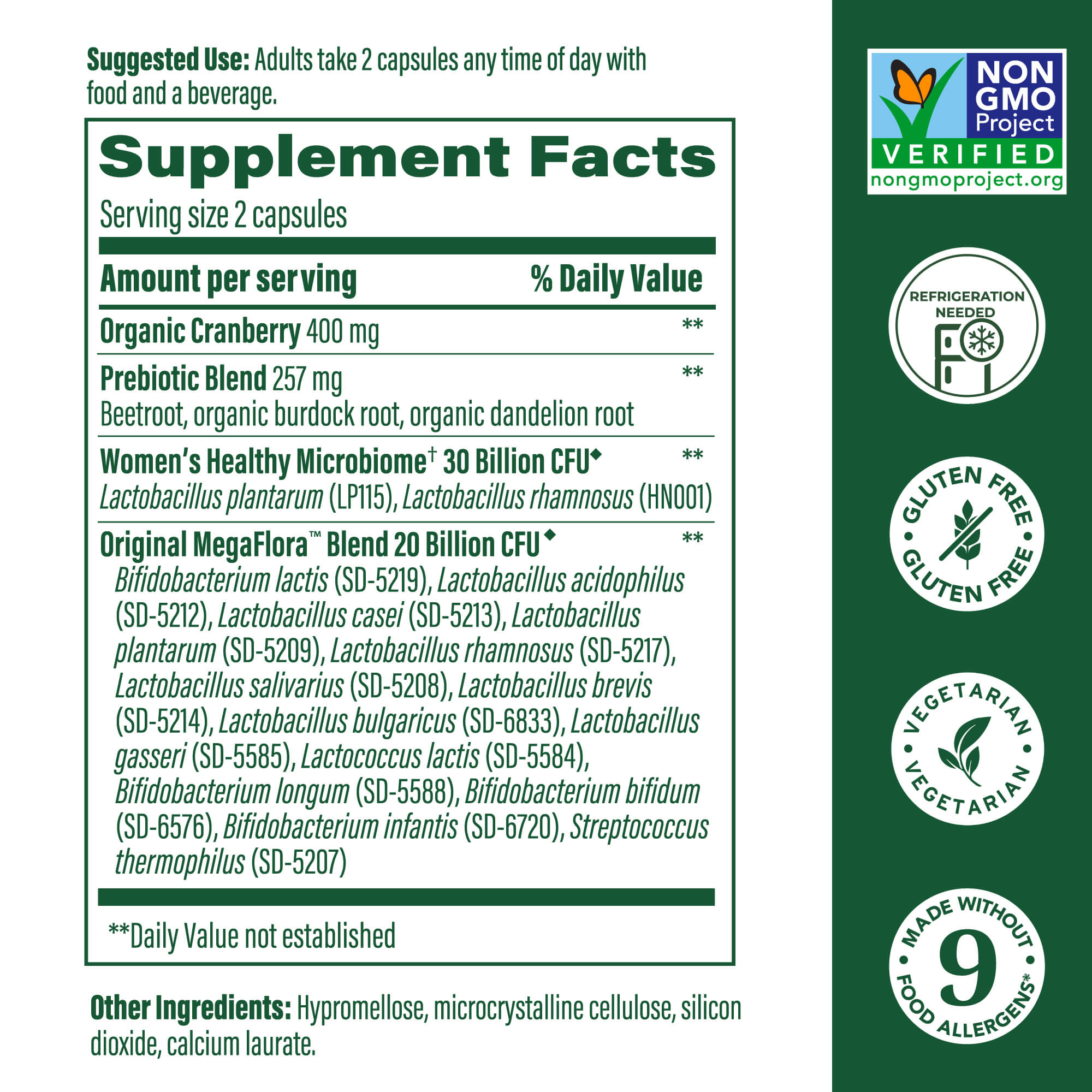MegaFlora Women Supplement Facts