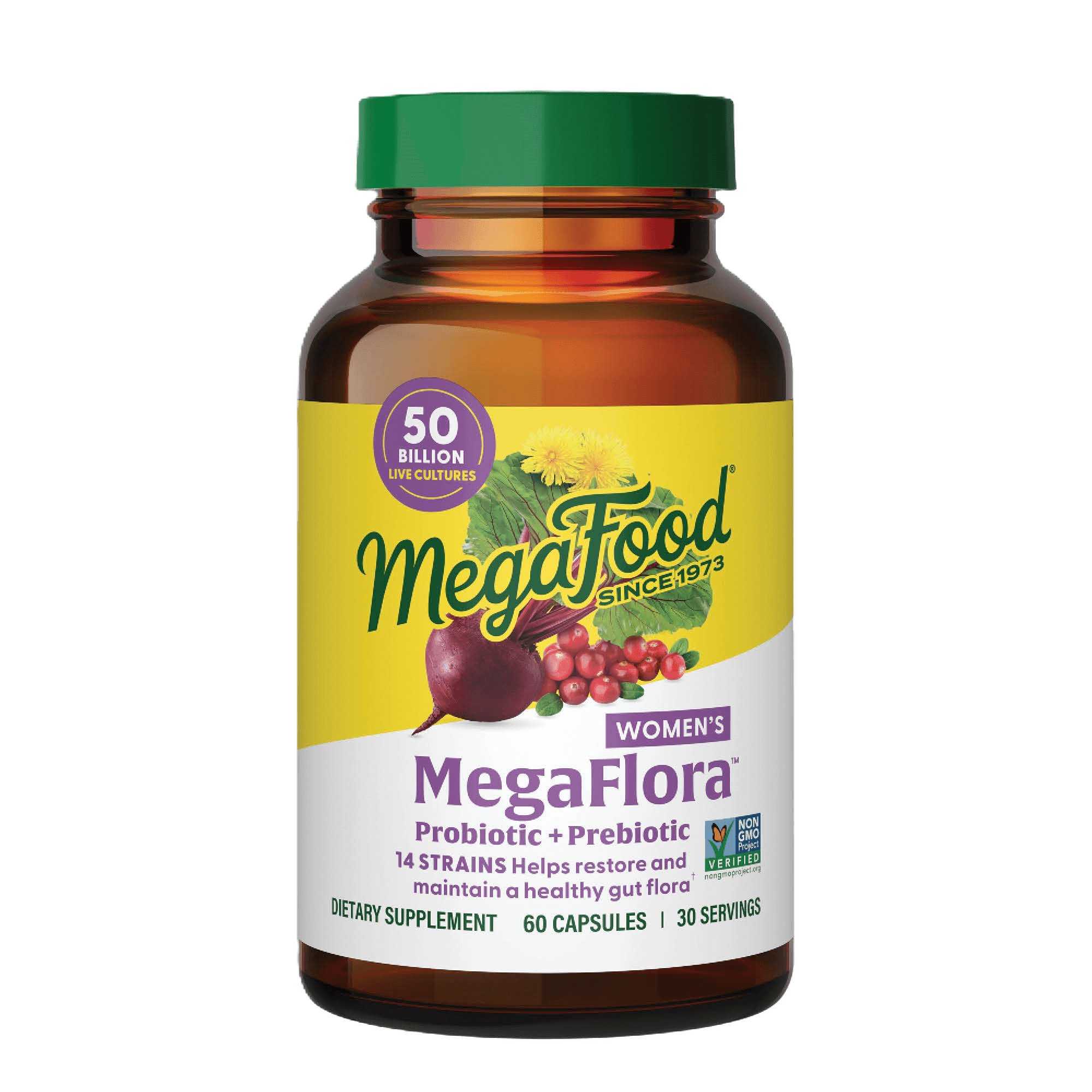 MegaFlora® Women's Probiotic + Prebiotic - 14 Strains - 50 Billion live cultures
