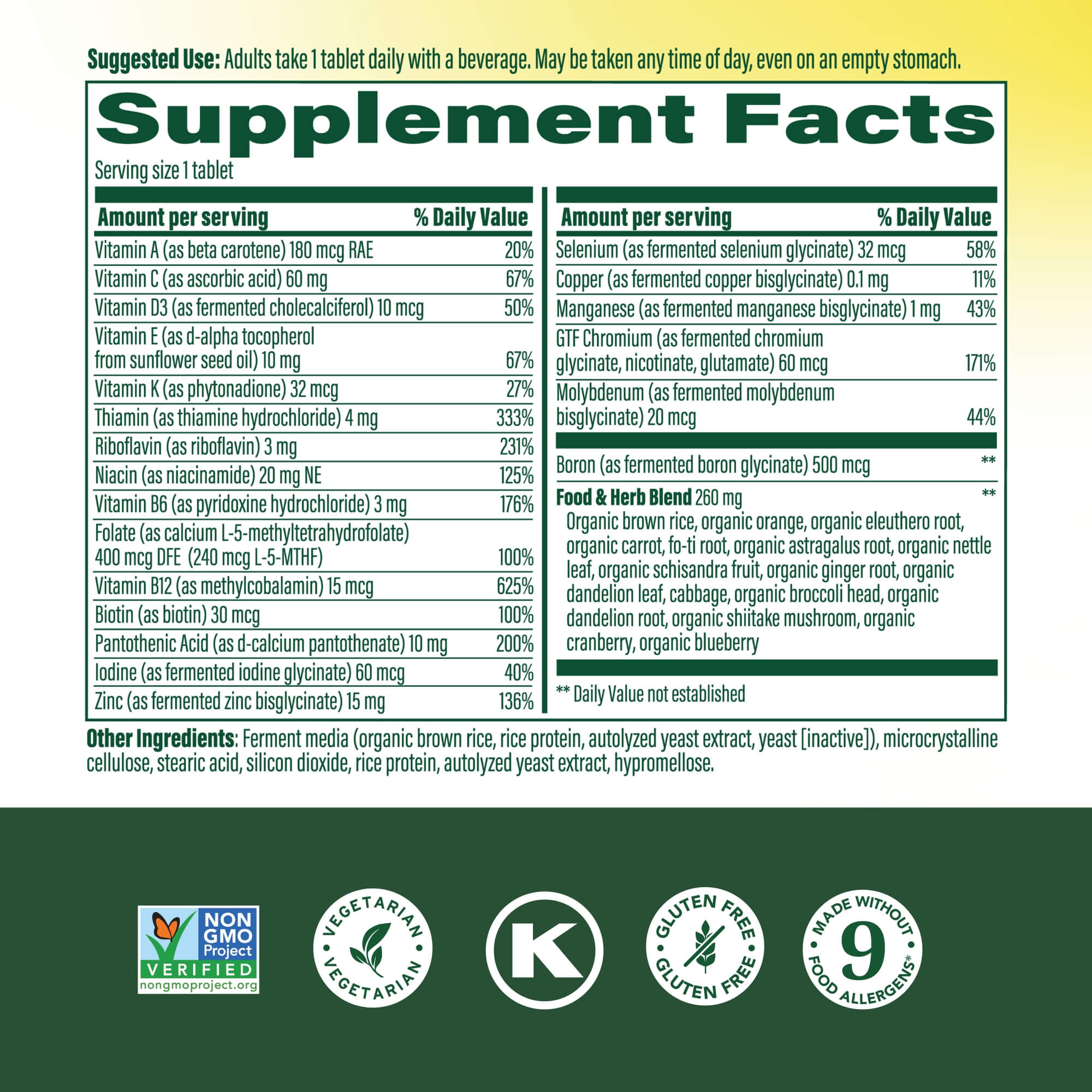 Men's One Daily Supplement Facts