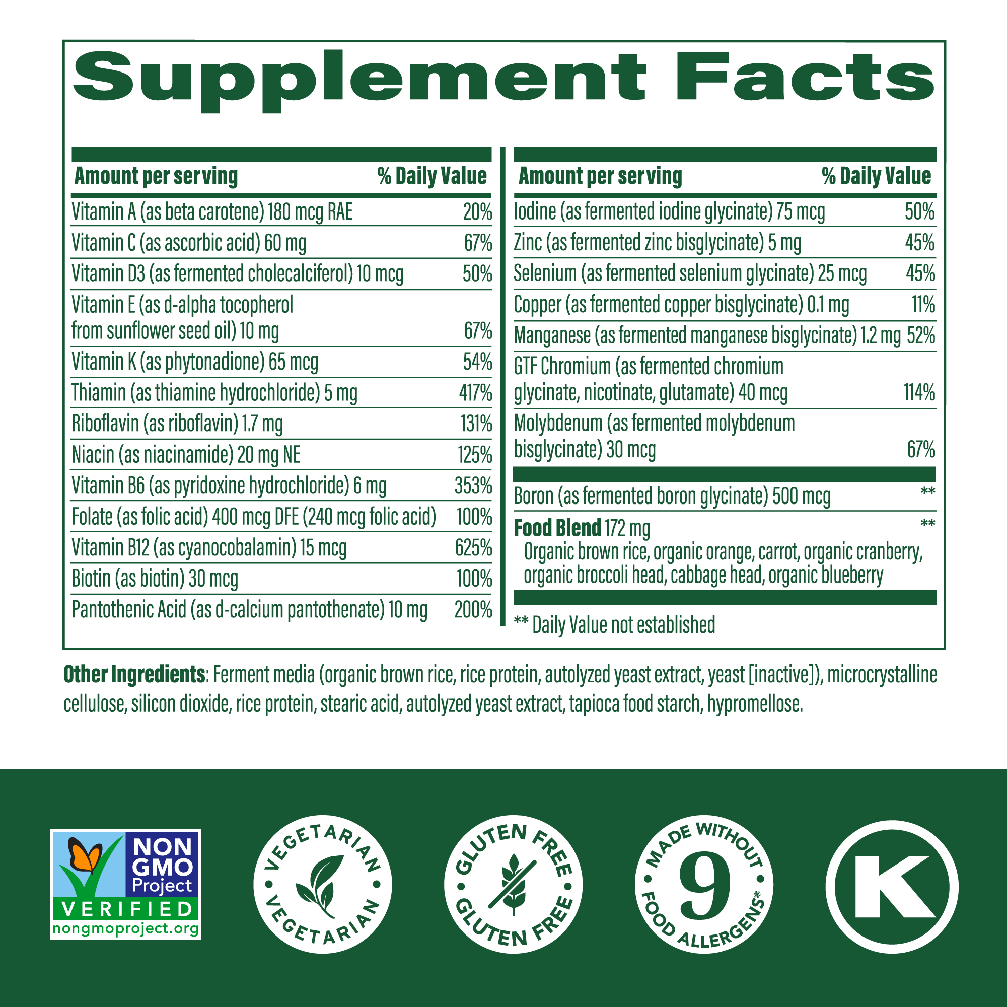 One Daily Iron Free Multivitamin