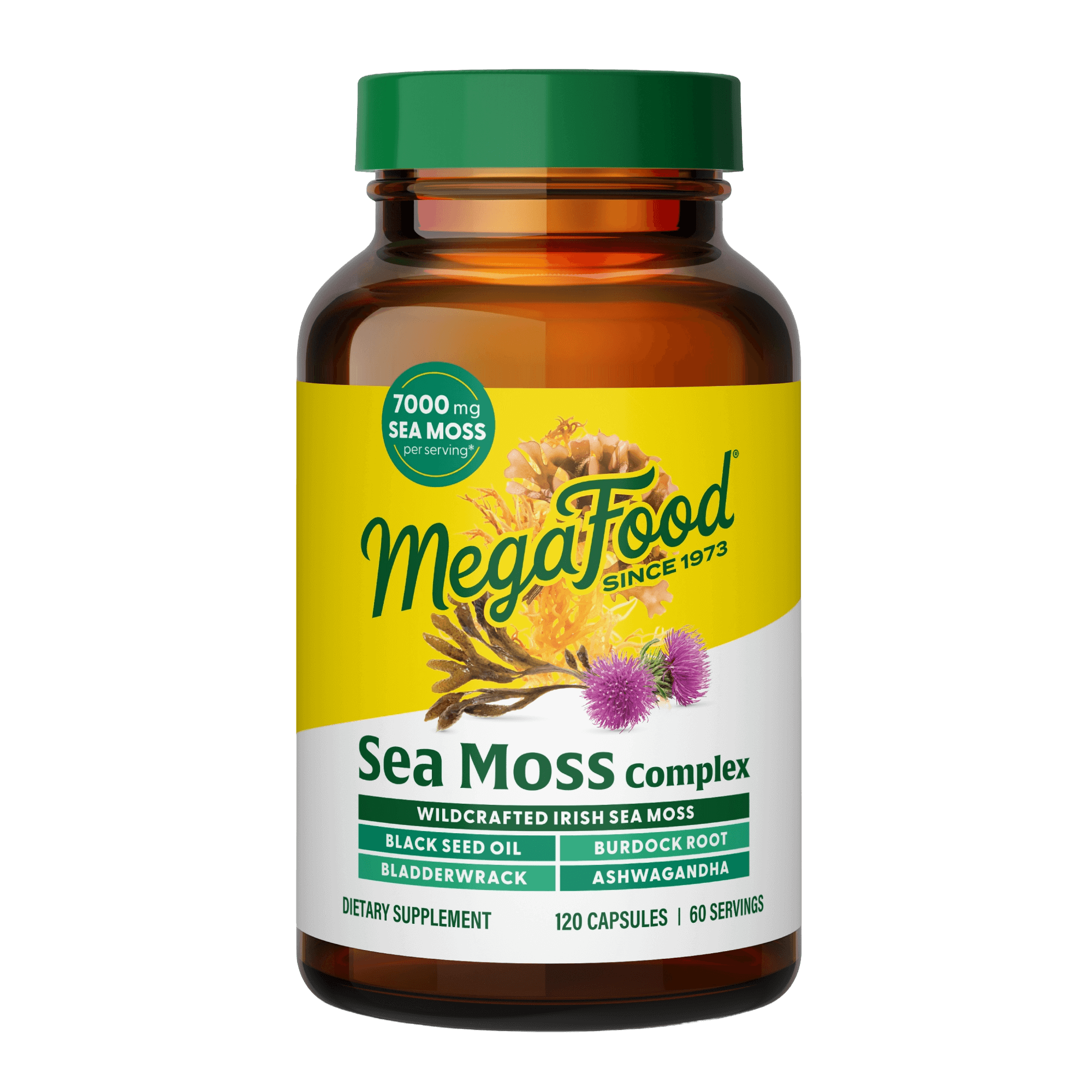 MegaFood Sea Moss Complex supplement bottle on a white background