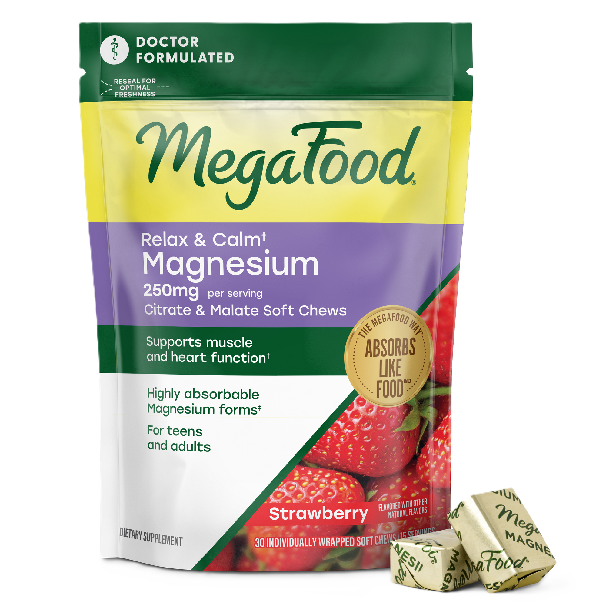 Relax + Calm† Magnesium Soft Chews - Strawberry