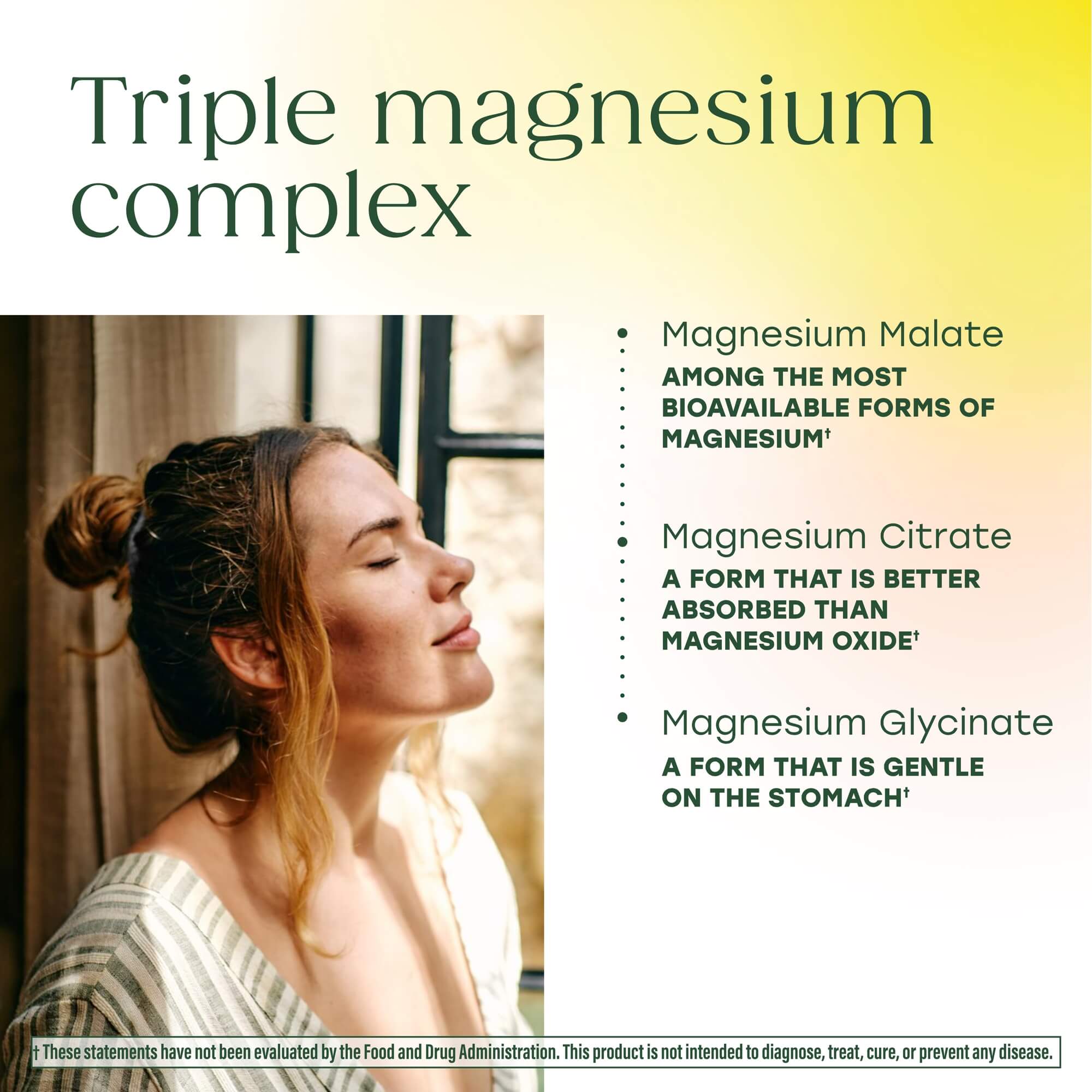 Triple Magnesium Complex includes Magnesium Malate, Magnesium Citrate and Magnesium Glycinate