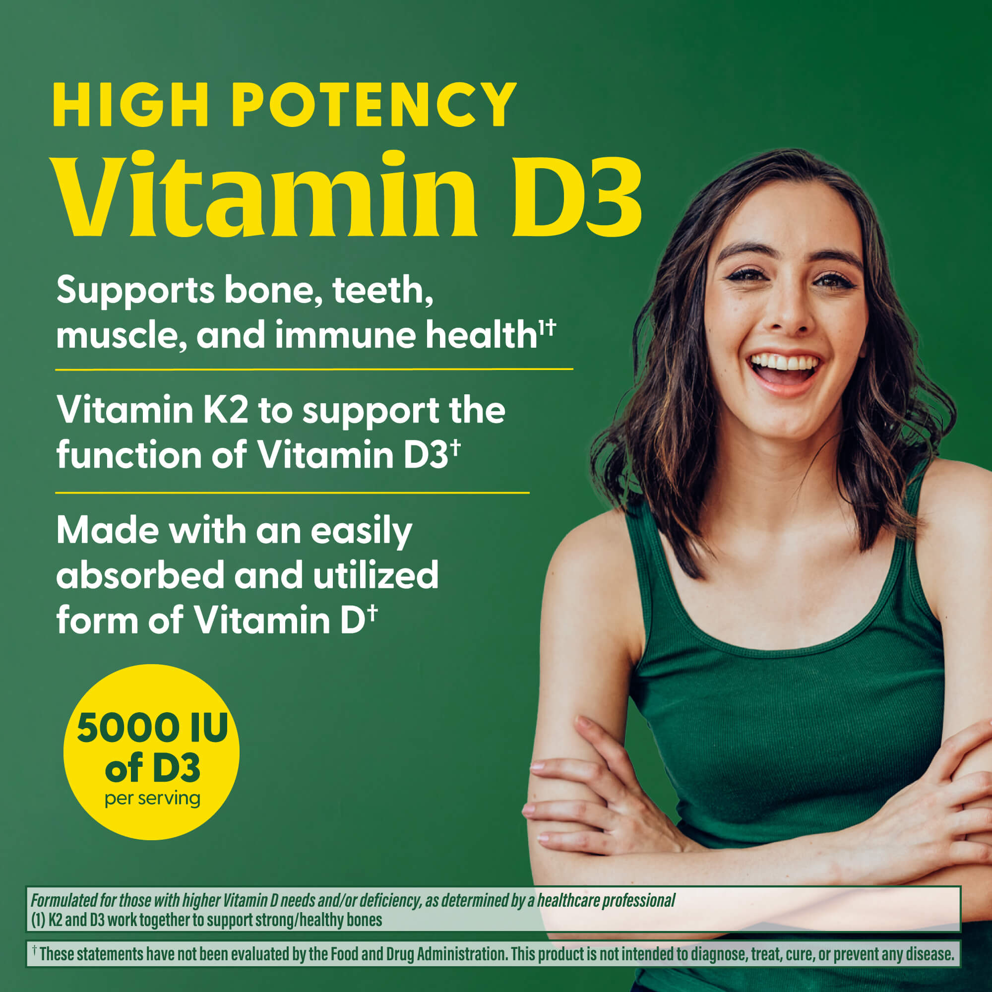 Vitamin D3 5000 IU (125 mcg) plus K & K2