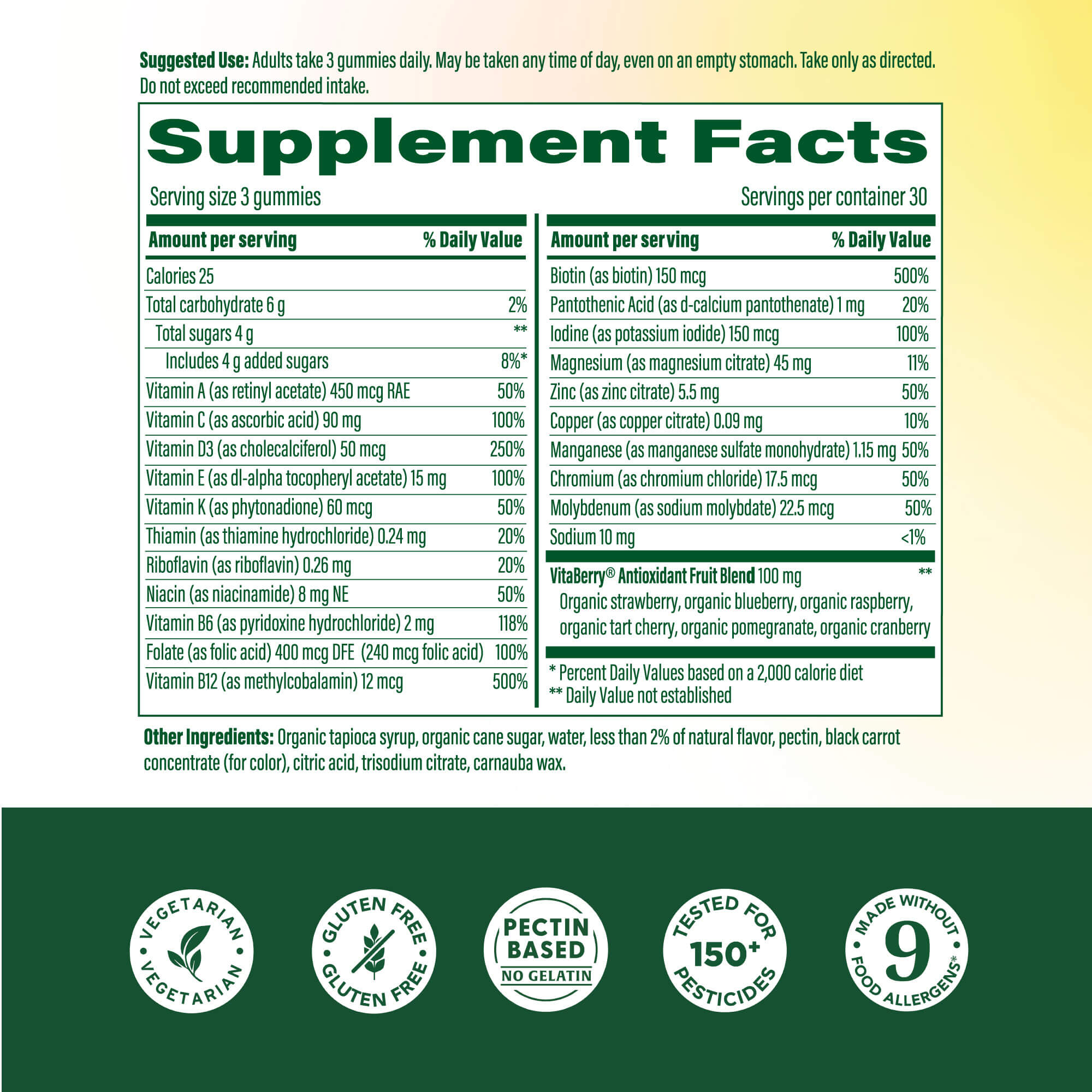 Women's Whole Body Gummy Supplement Facts