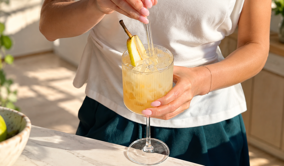 Sparkling Pear Ginger Collagen Mocktail