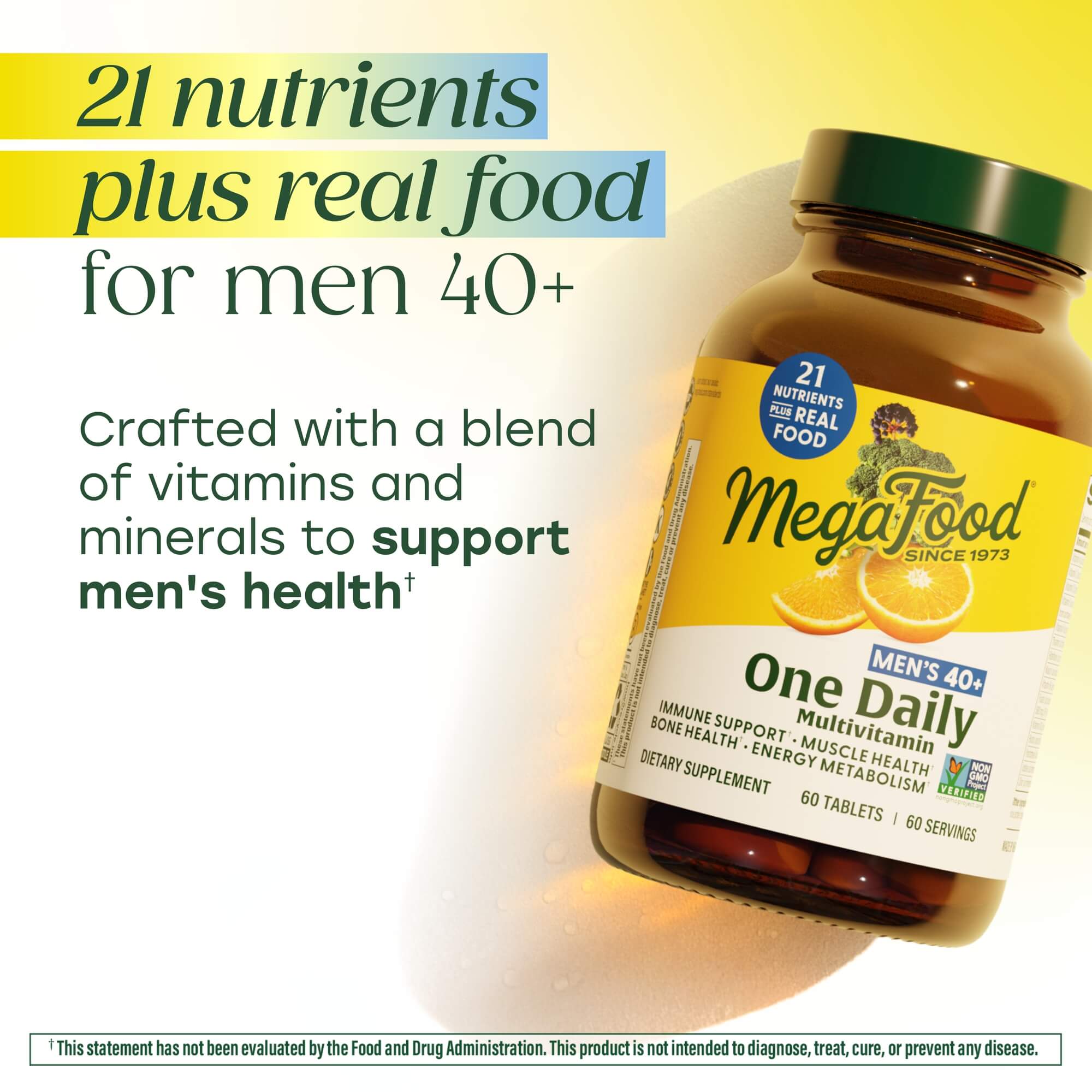 21 Nutrients Plus Real Food in Men's One Daily 40+