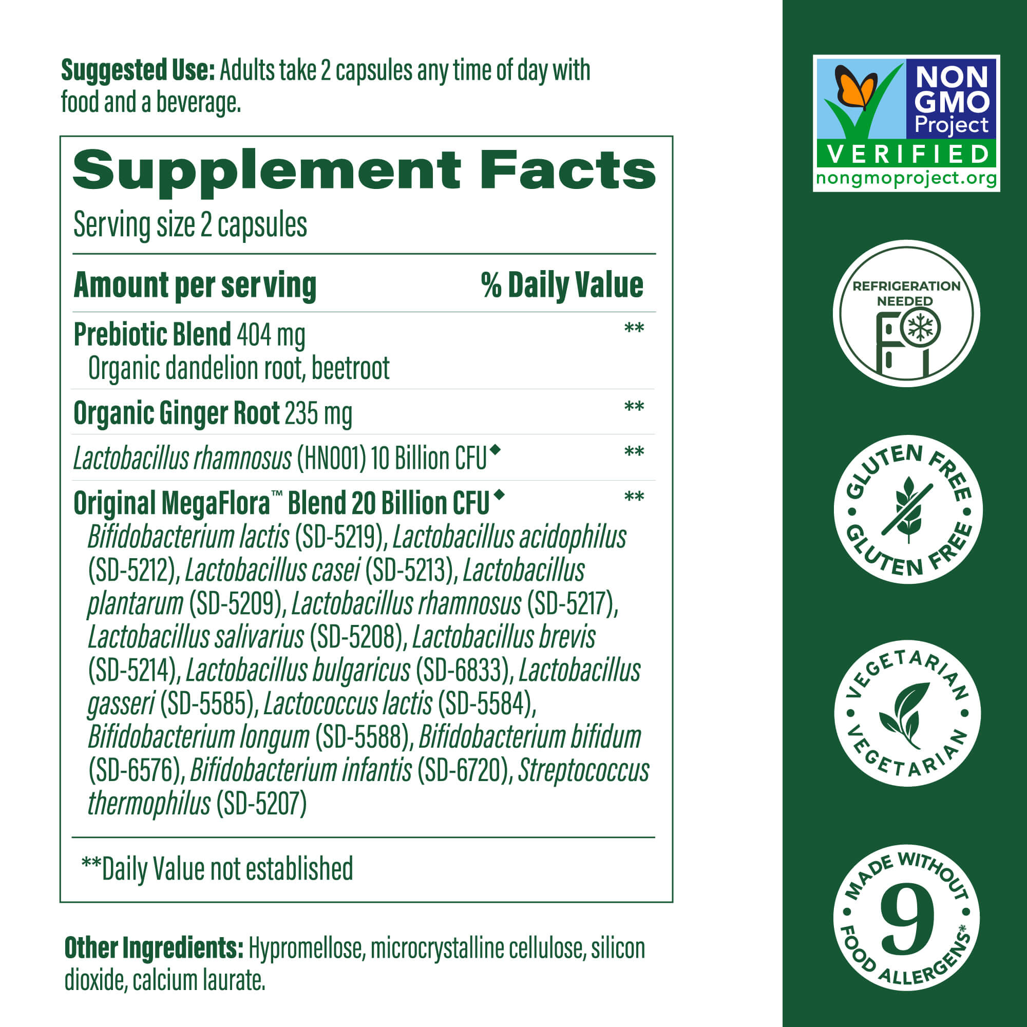 Baby & Me 2 Probiotic + Prebiotic Supplement Facts