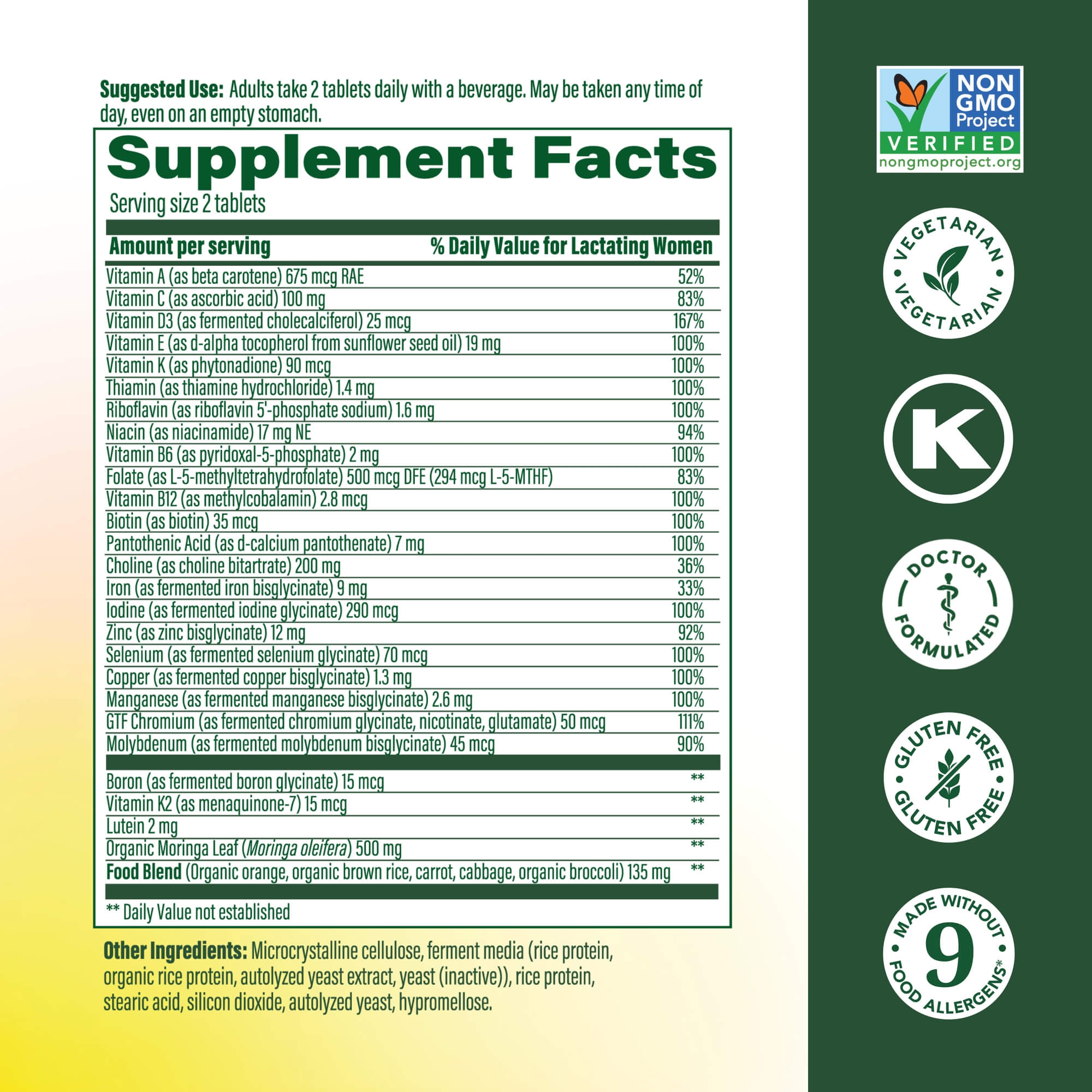 Baby & Me 2 Postnatal Supplement Facts