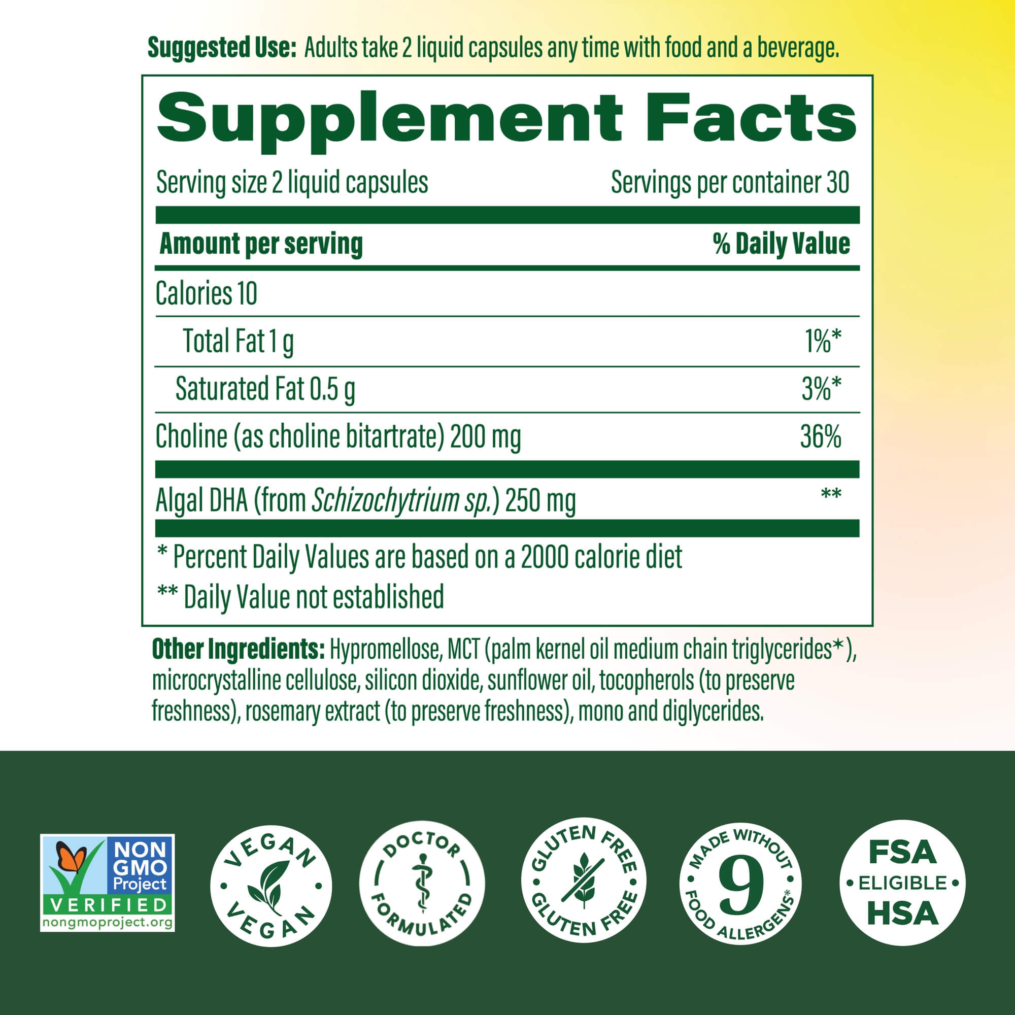 Baby & Me 2 DHA Choline Supplement Facts