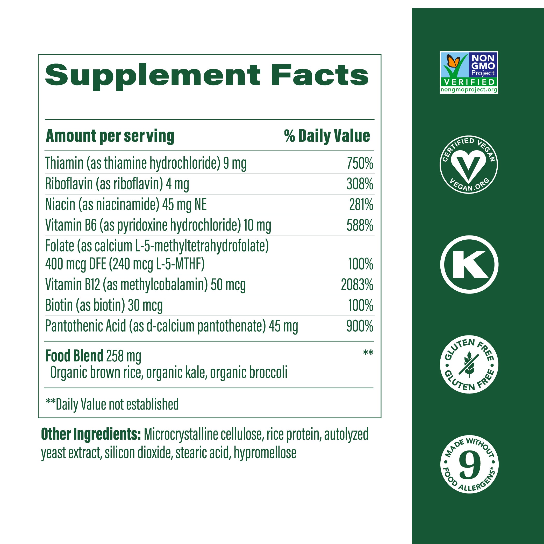 Balanced B Complex Supplement Facts