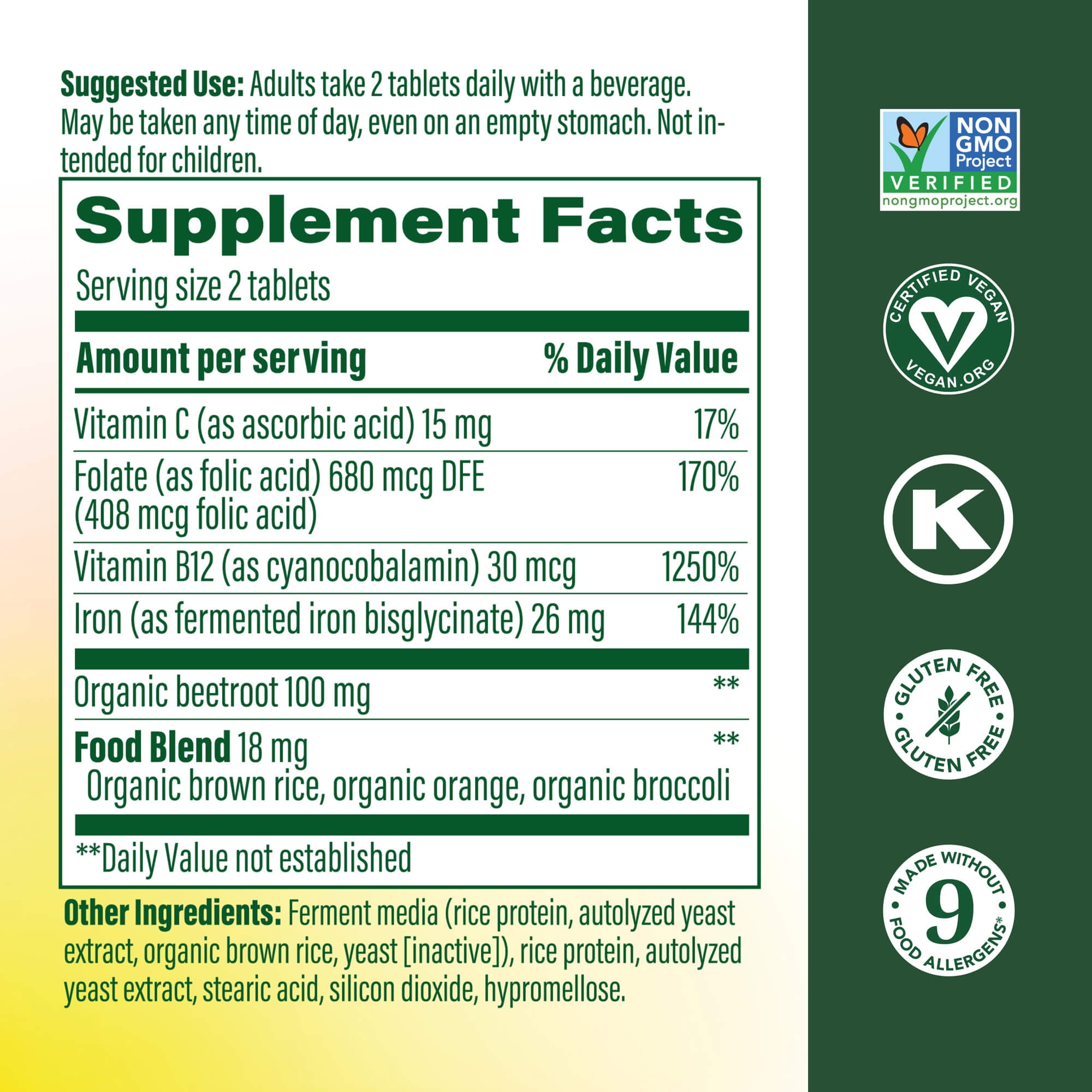 Blood Builder Minis Supplement Facts