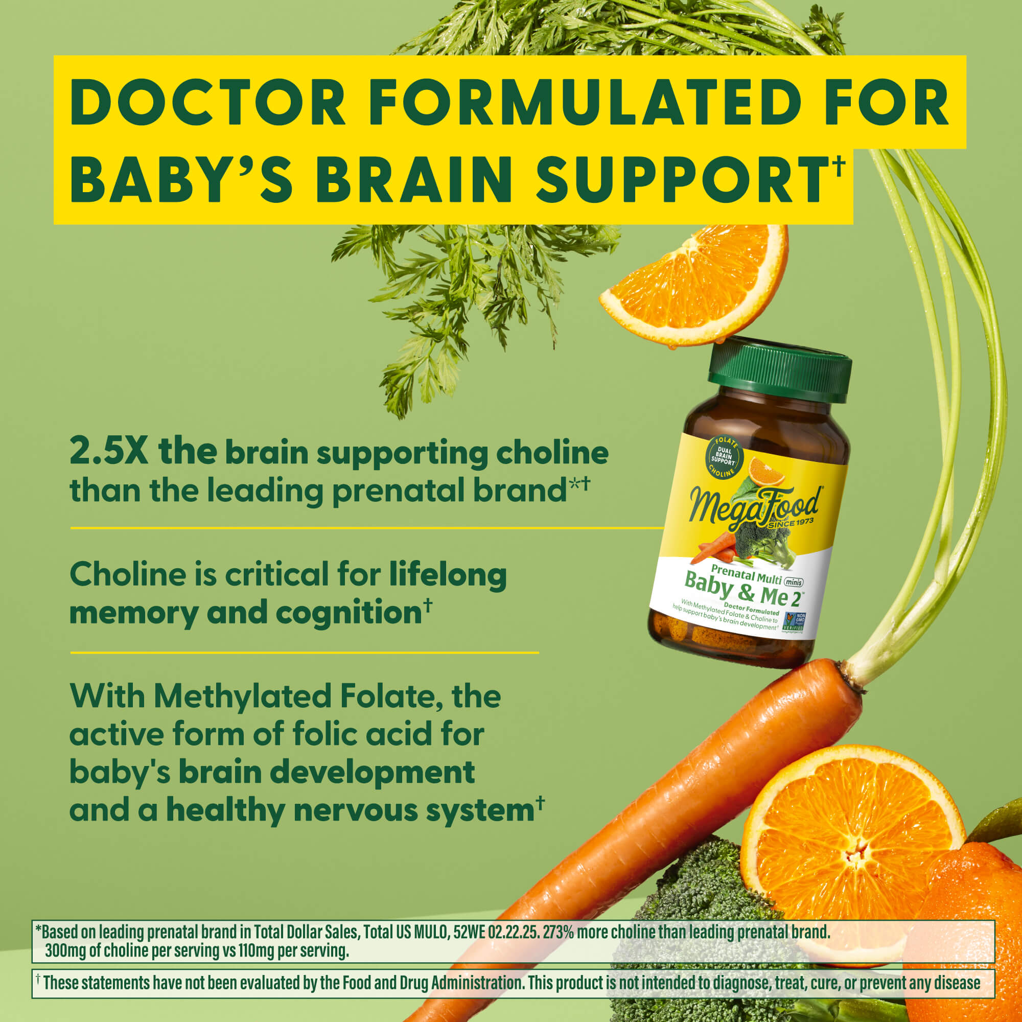 Baby & Me 2 Mini Prenatal Multi is Doctor Formulated for baby's brain support