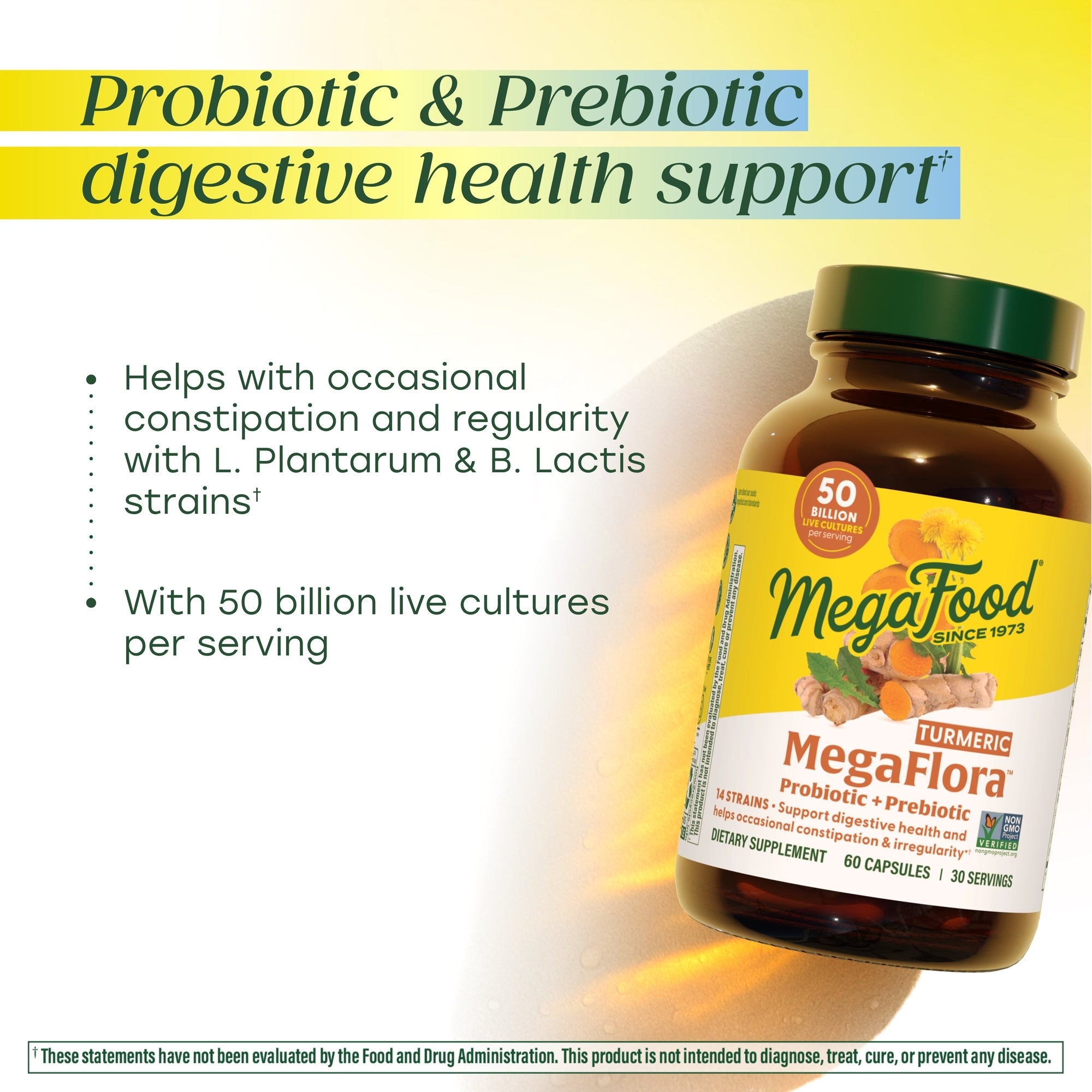 MegaFlora® Probiotic + Prebiotic with Turmeric | MegaFood