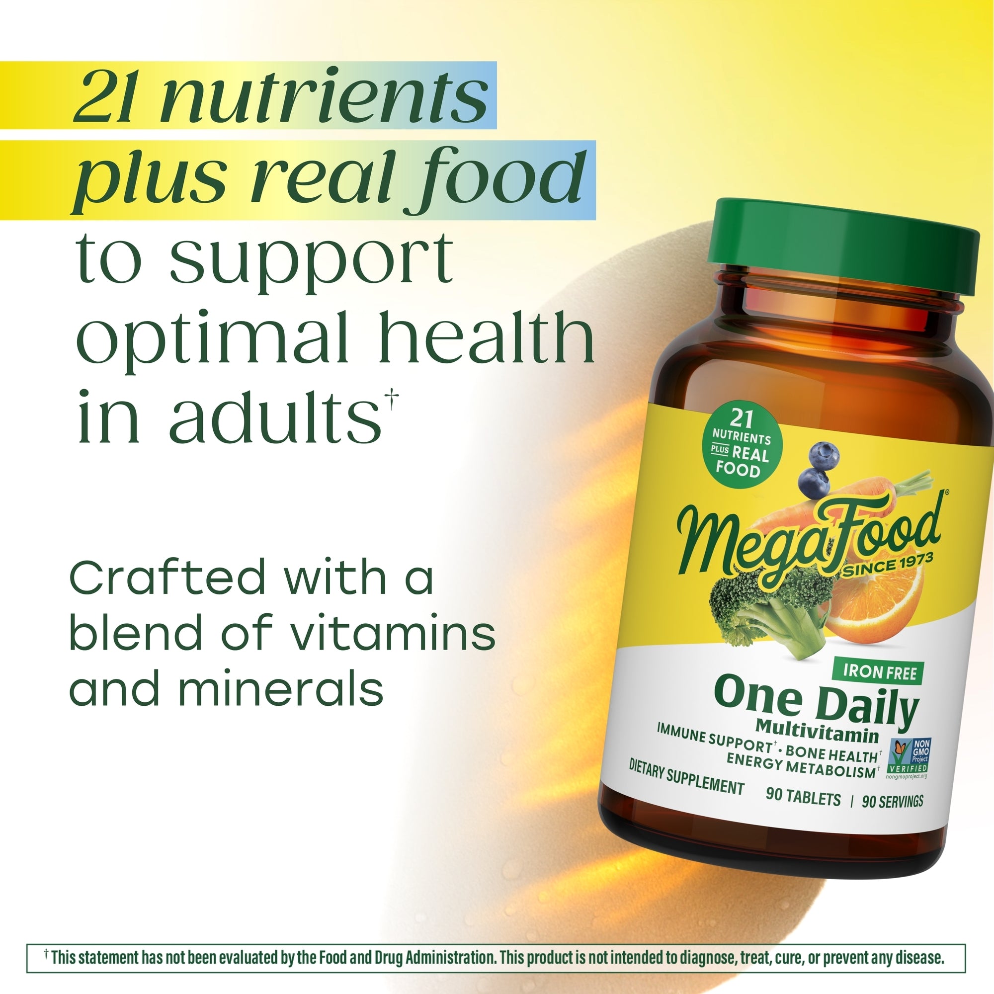 21 nutrients plus real food to support optimal health in adults