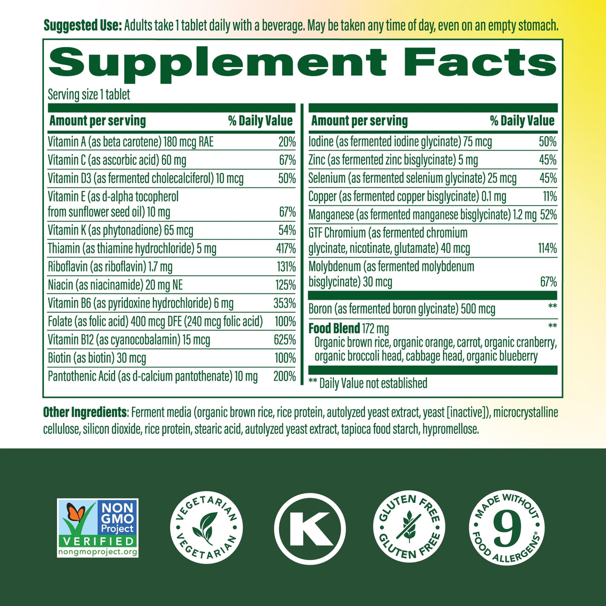 One Daily Iron Free Multivitamin