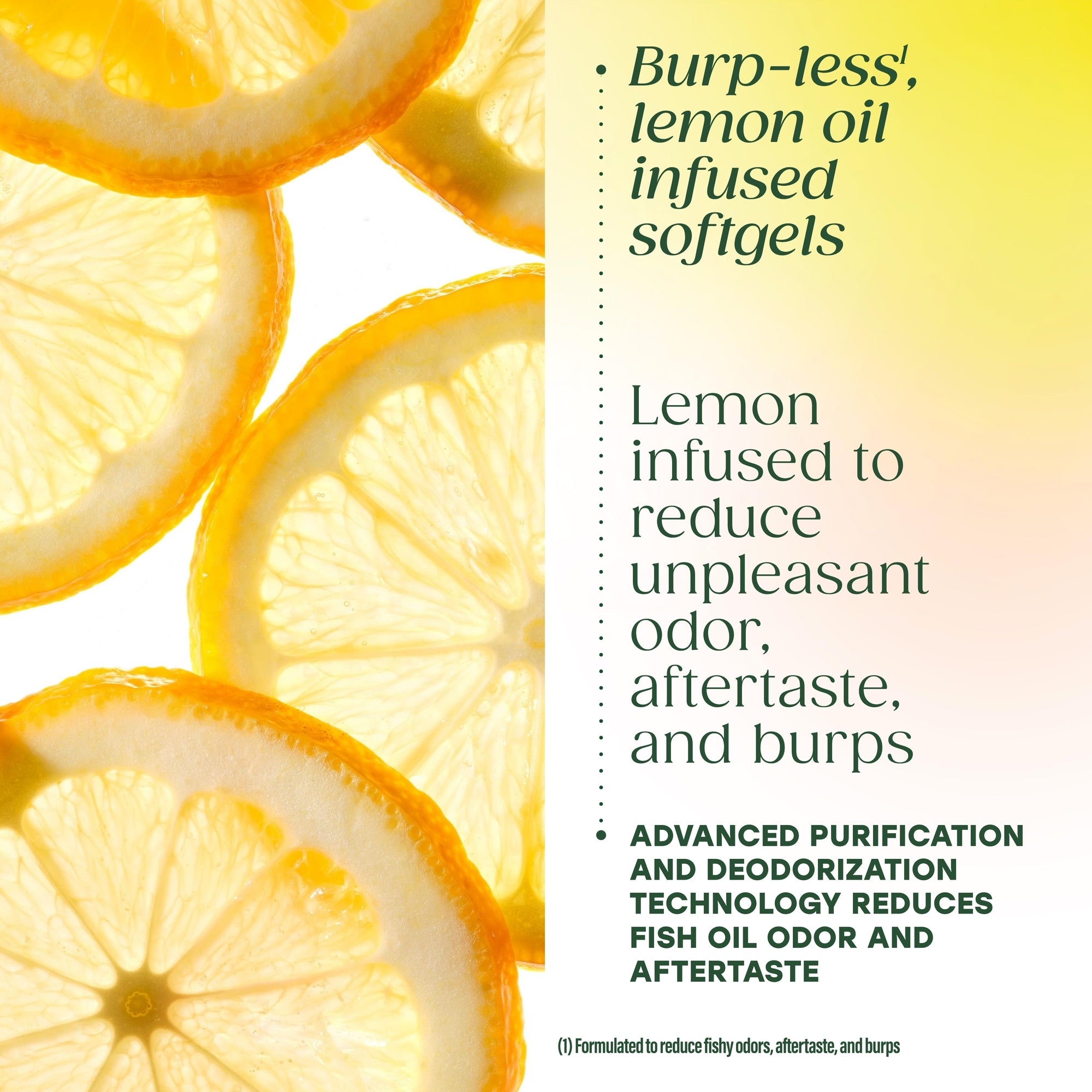 Burp-less lemon oil infused softgels