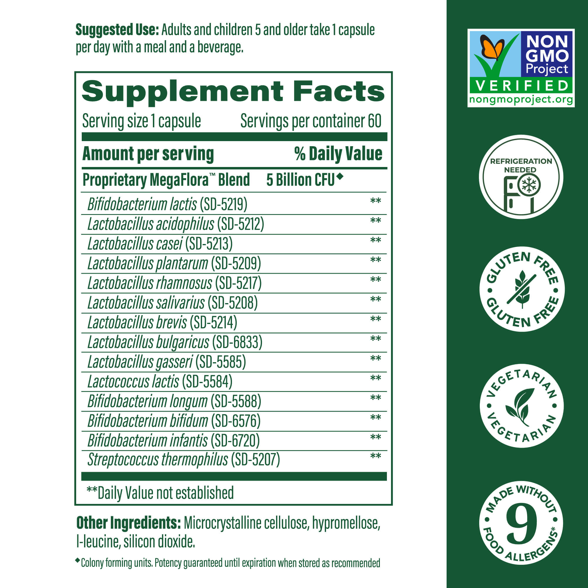 Kids MegaFlora Supplement Facts