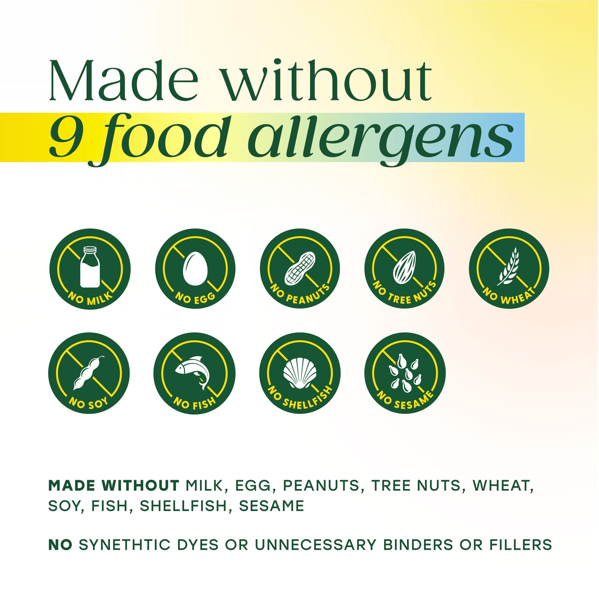 Made without 9 food allergens
