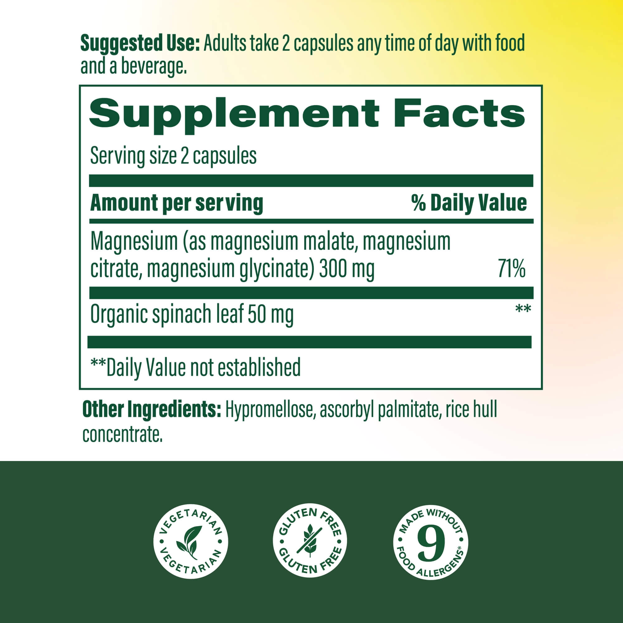 Mag 300mg Supplement Facts