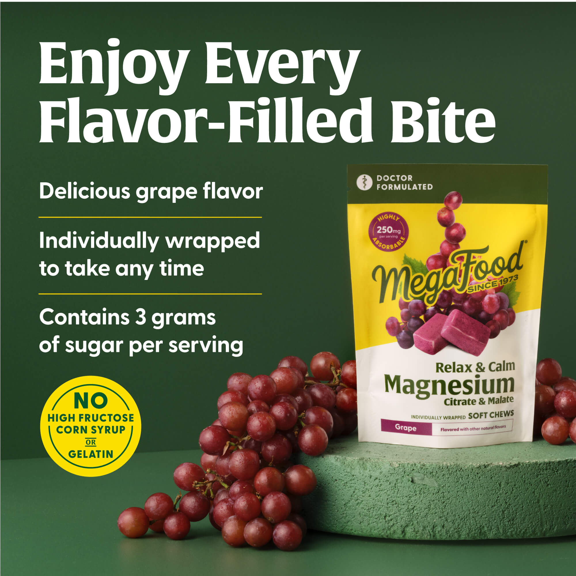 Relax + Calm† Magnesium Soft Chews | Grape-Flavor Chews | MegaFood