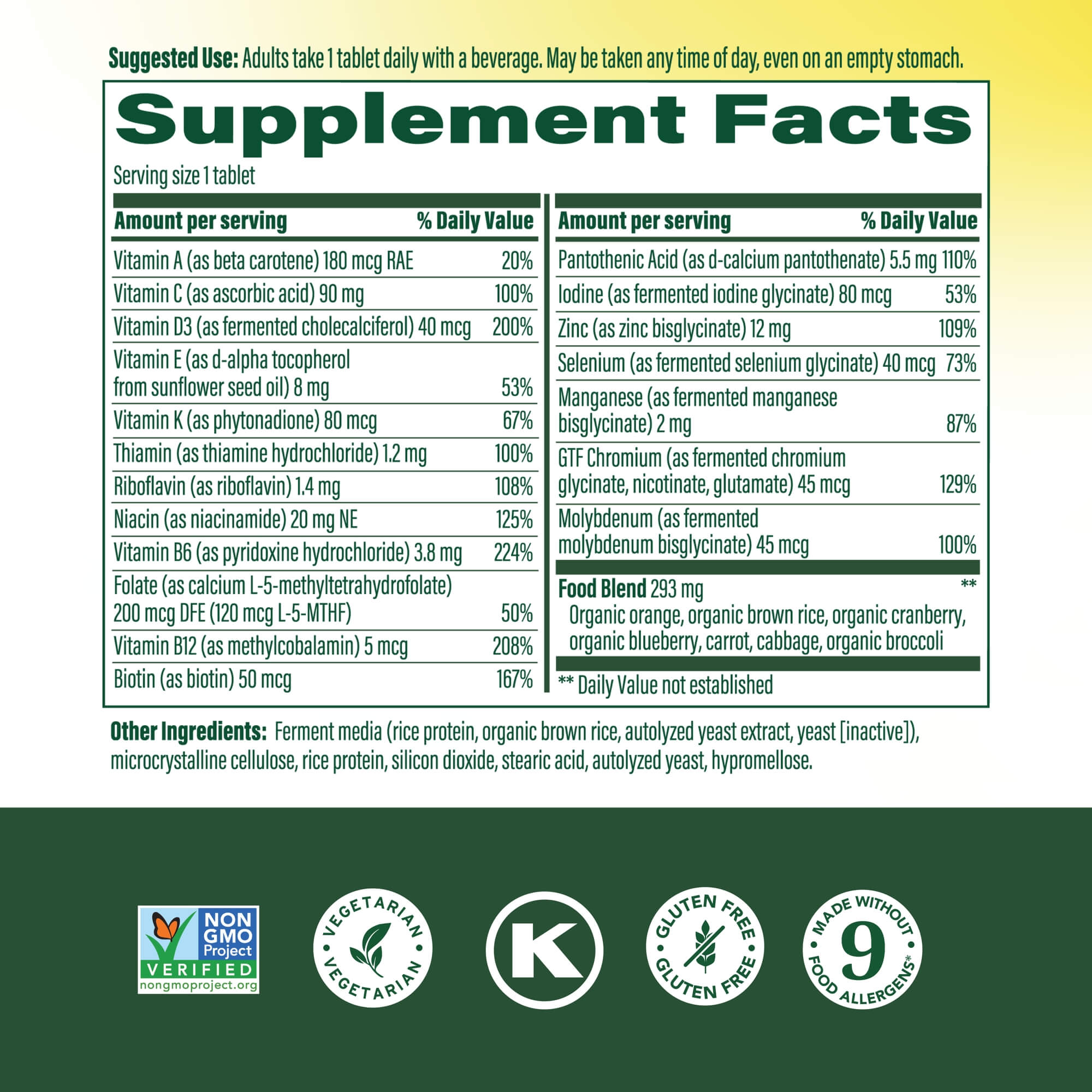 Men's 55+ One Daily Supplement Facts