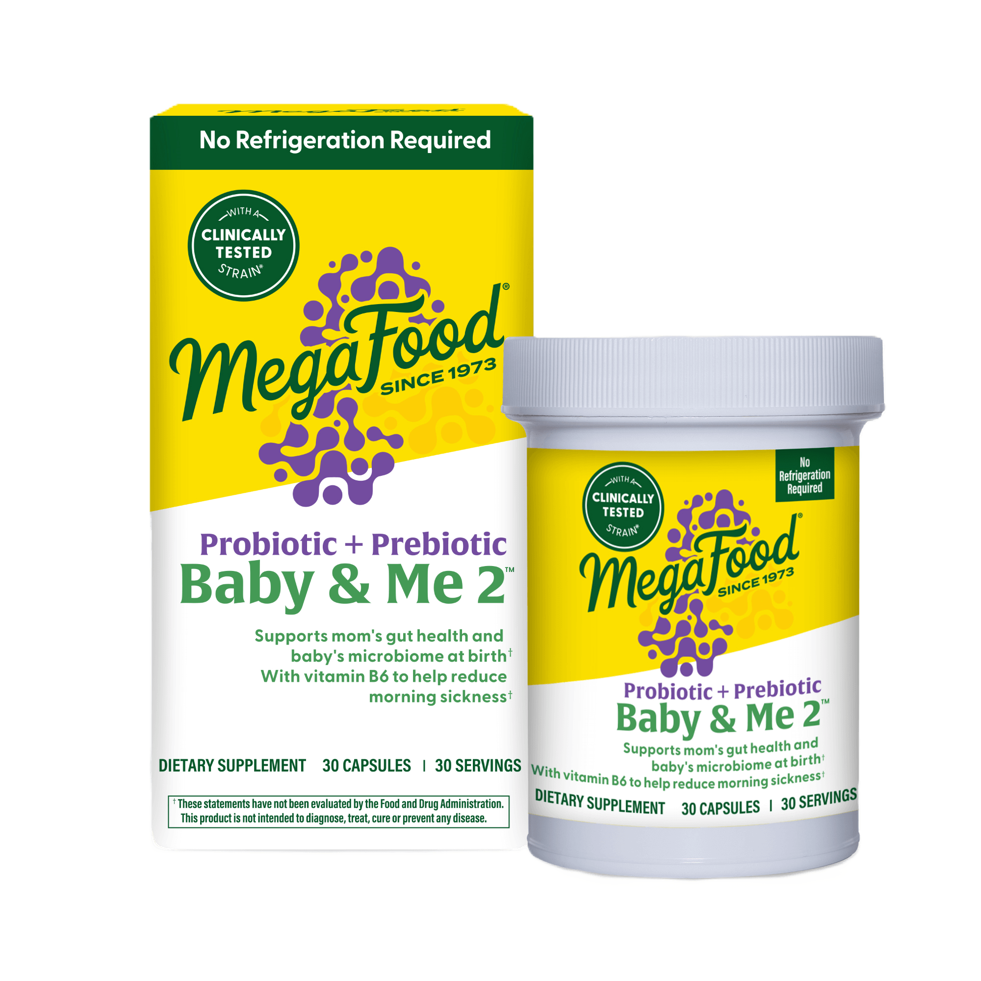 Baby & Me 2 Prenatal Probiotic + Prebiotic - Shelf Stable - Clinically Tested Strain