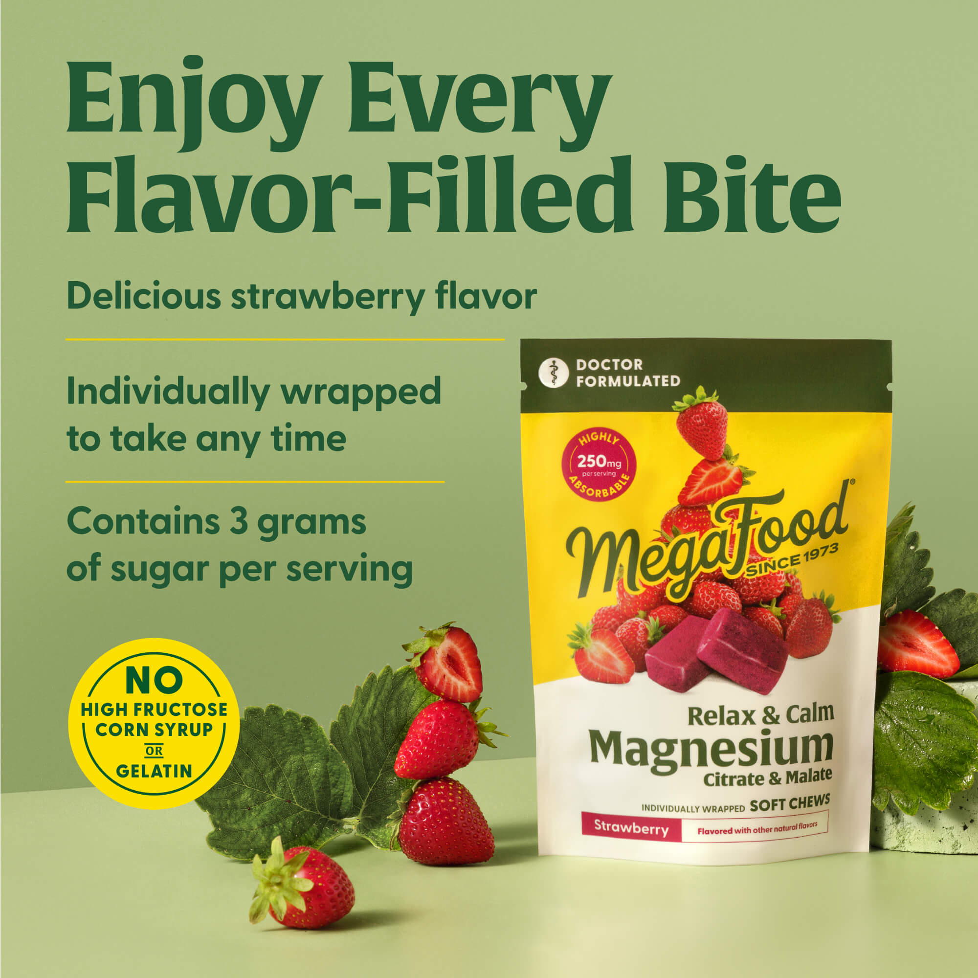 Relax + Calm† Magnesium Soft Chews - Strawberry