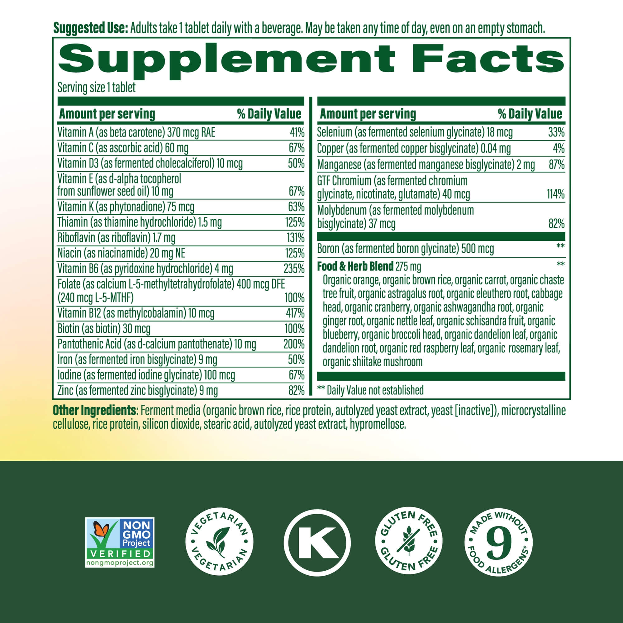 Women's One Daily Supplement Facts
